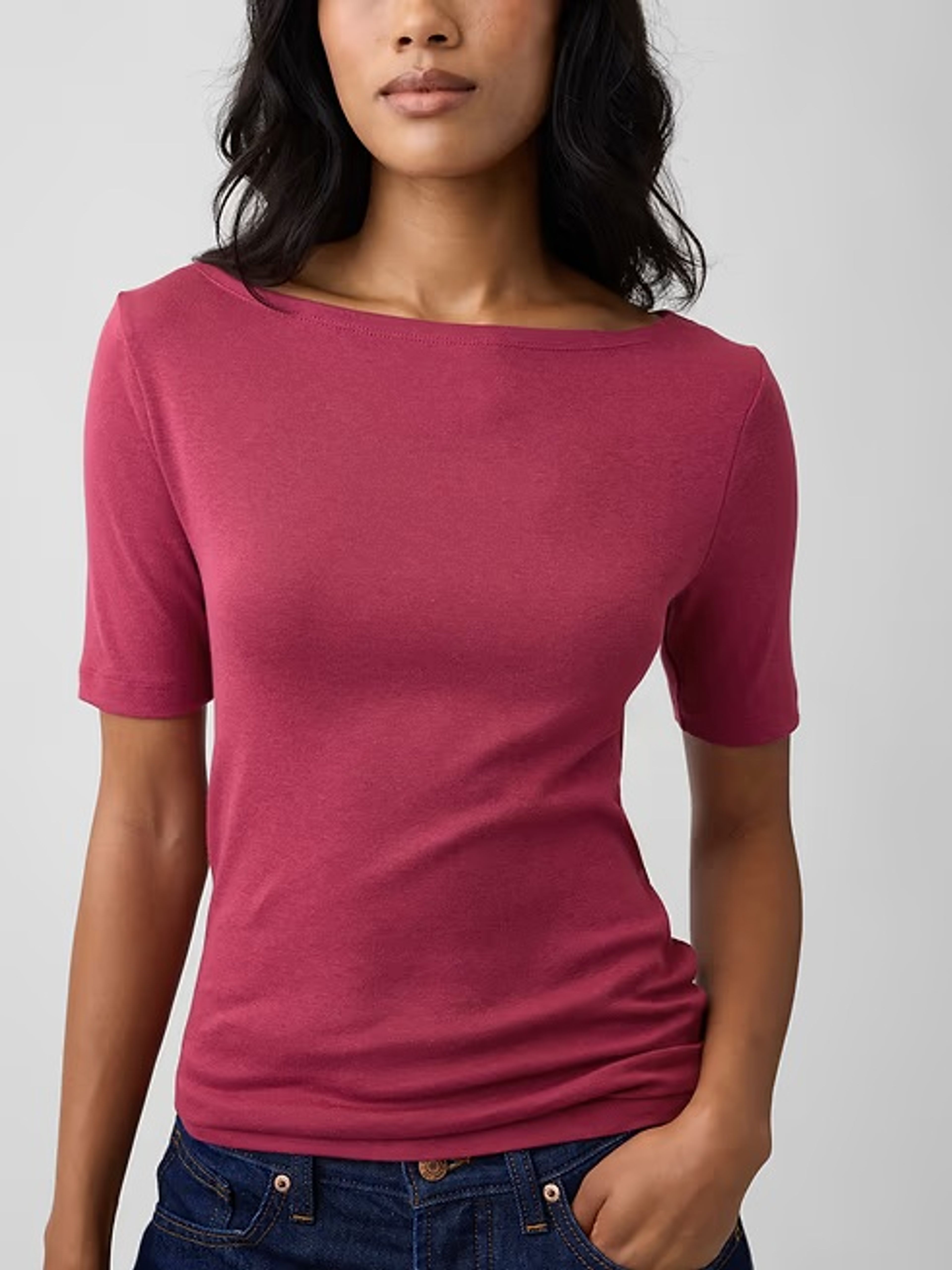 Camiseta de canalé con escote barco - 004