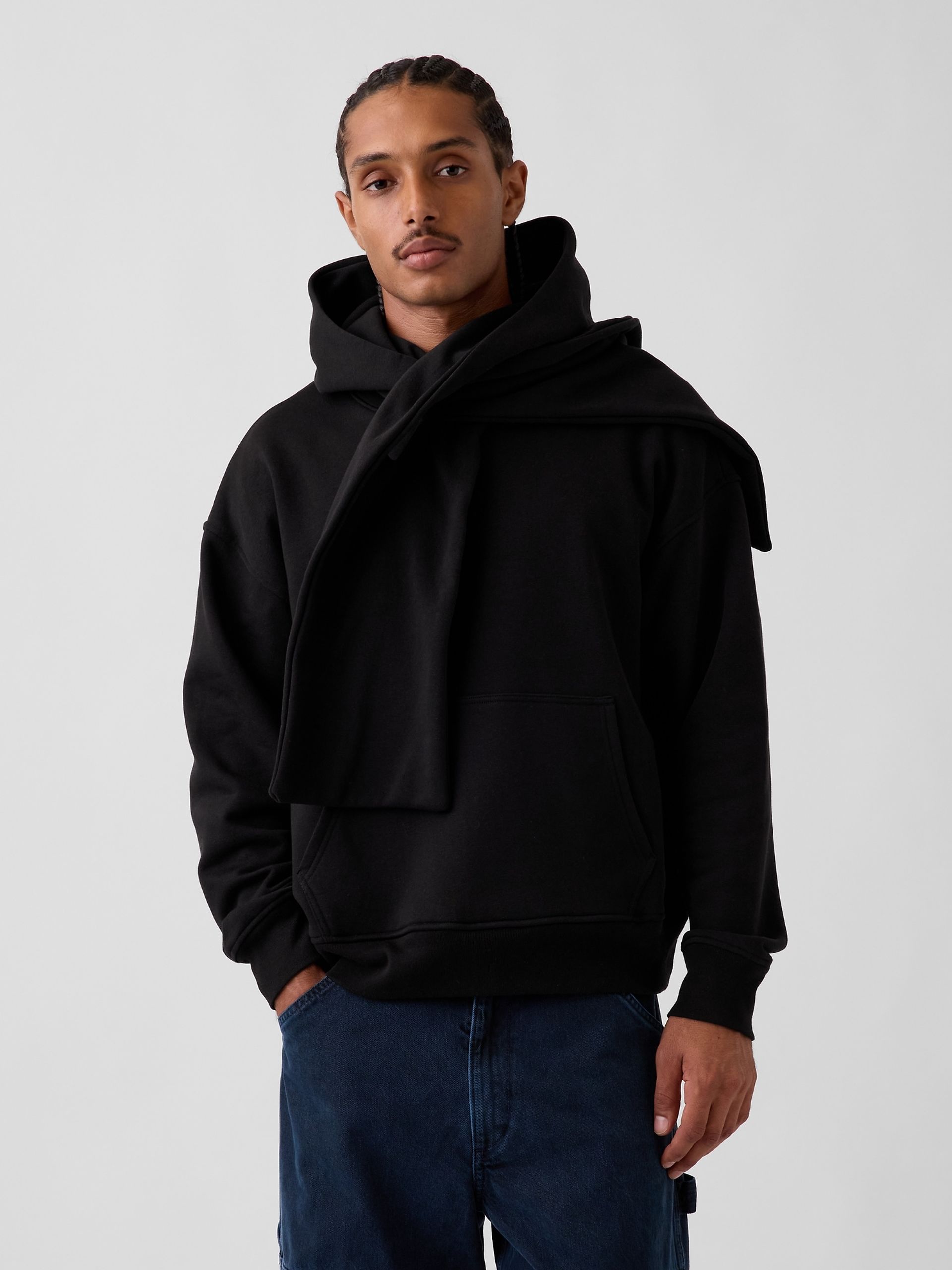 Hanorac oversize cu fular VintageSoft unisex - 001