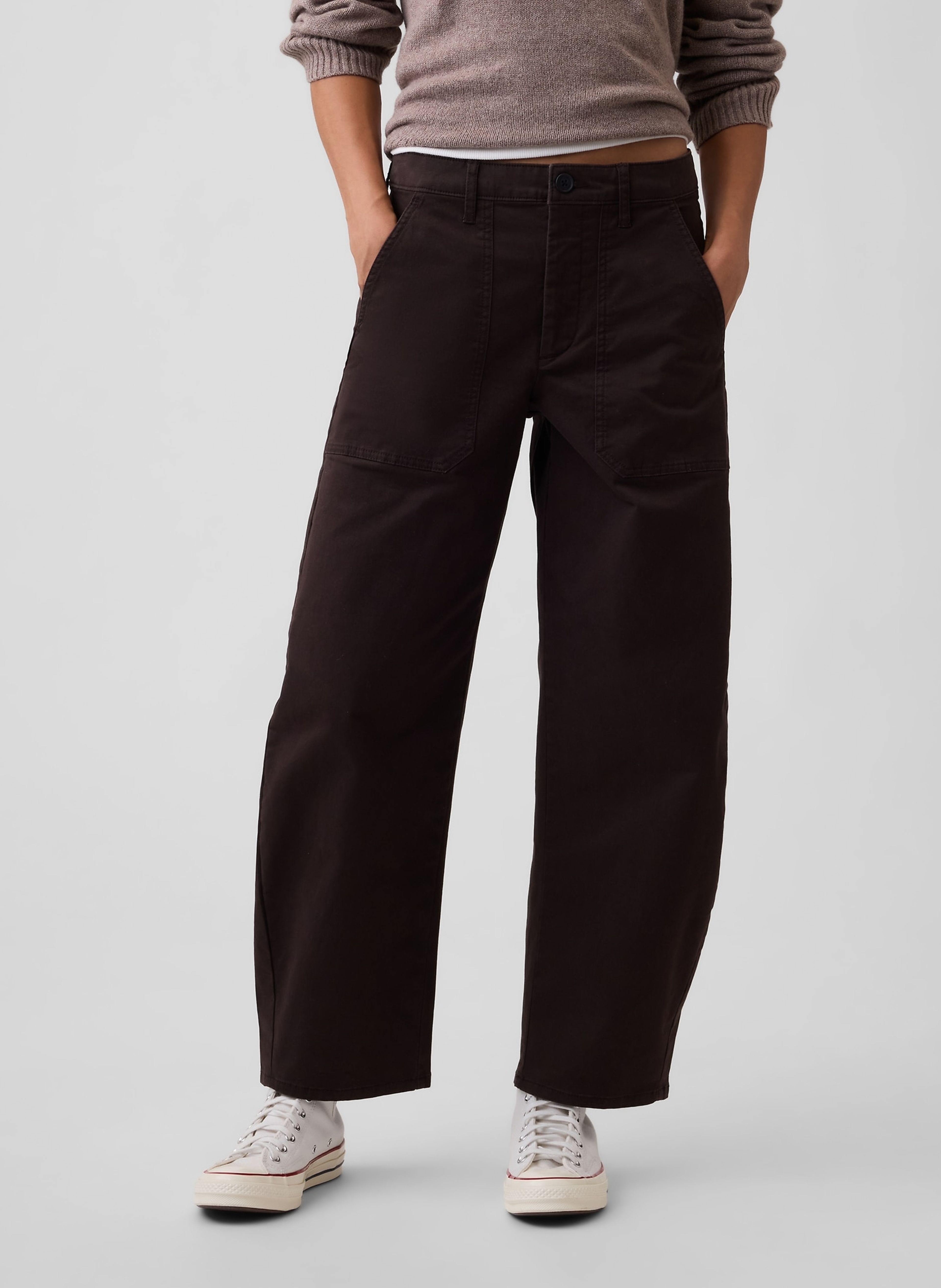 Mid Rise barrel khakibroek - 002