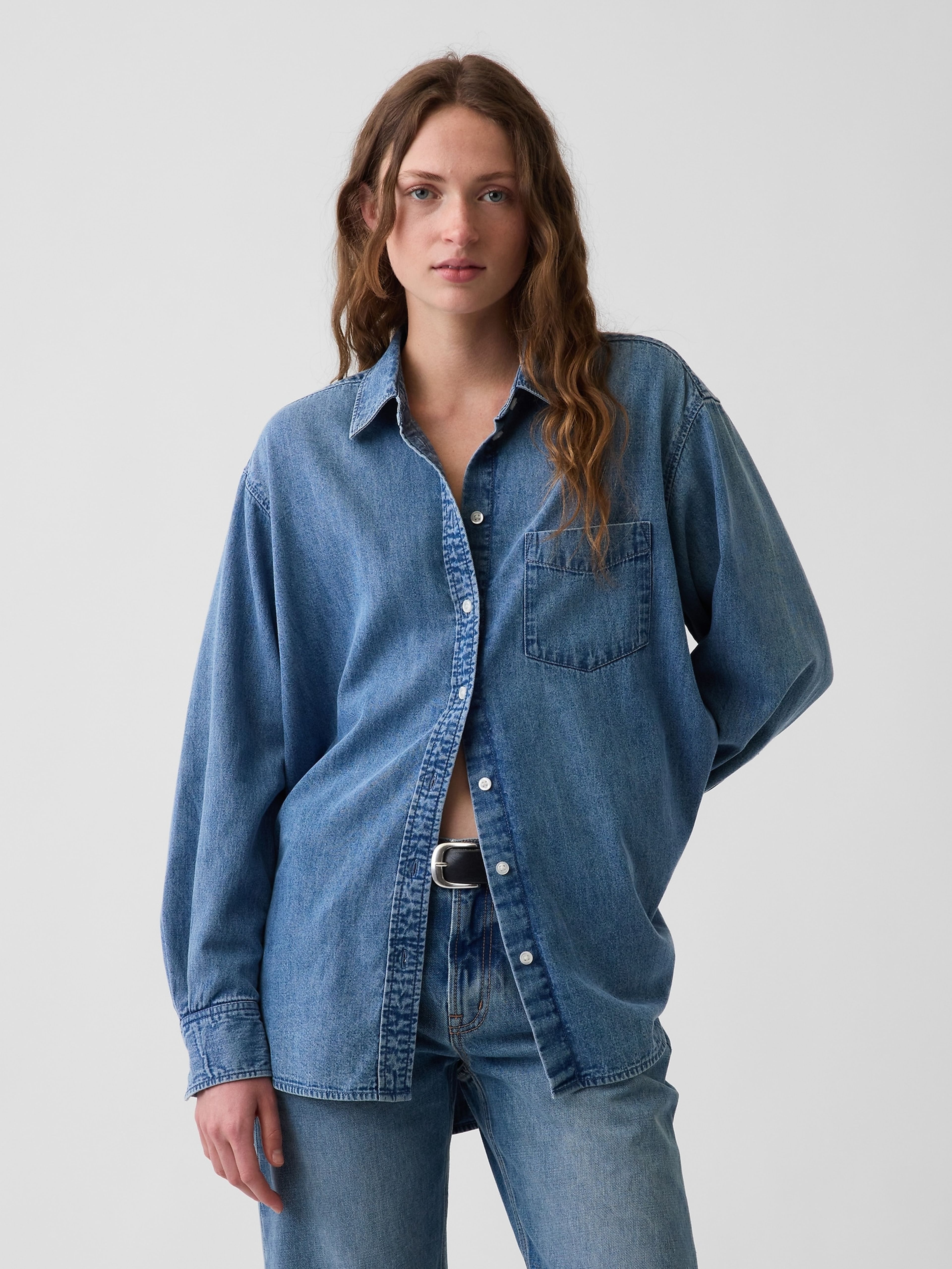 Džínsová oversize košeľa Big Shirt - 001