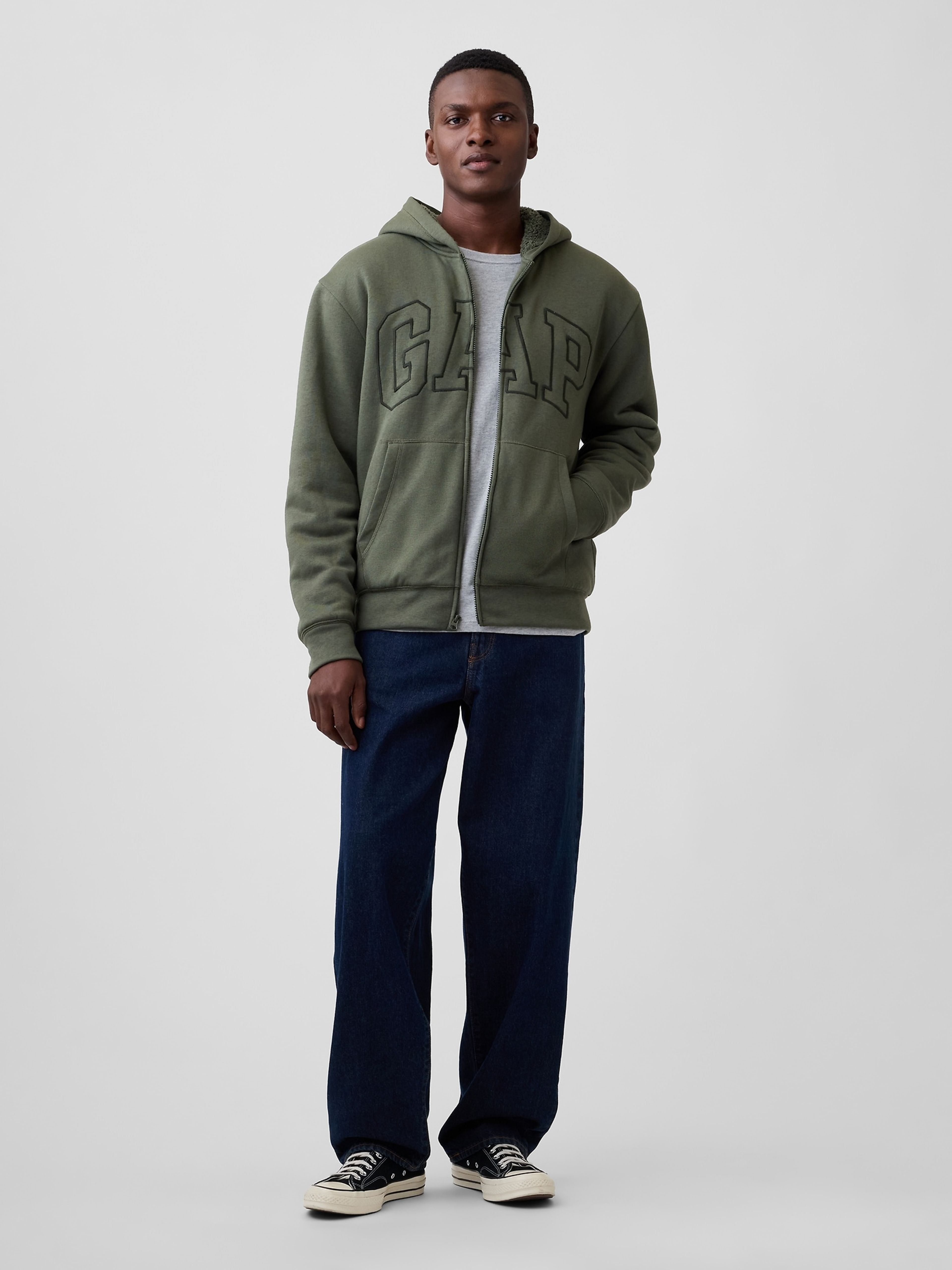 Zateplená sherpa mikina s logom - 002