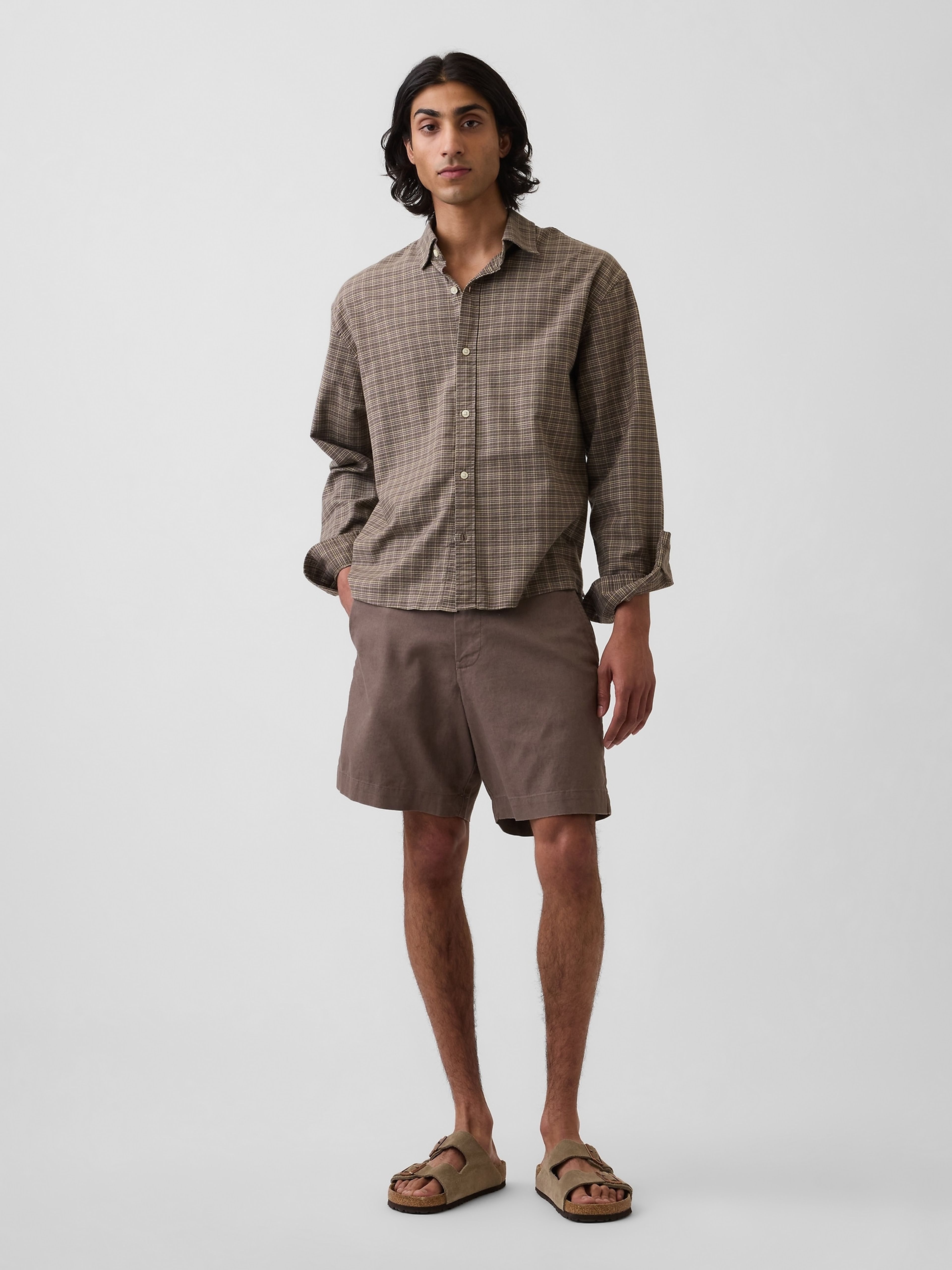 Shorts de mezcla de lino - 001