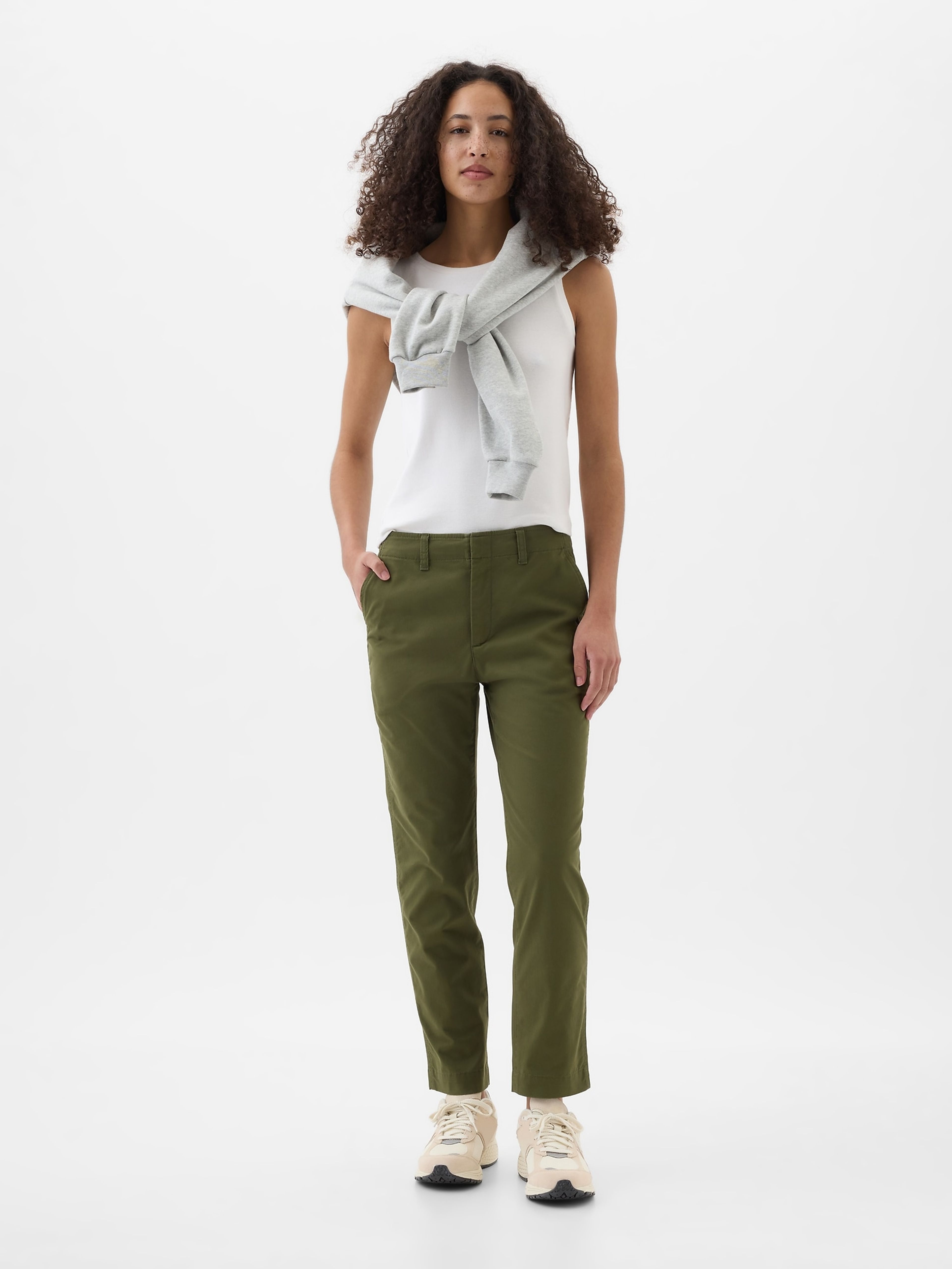 Kalhoty s kapsami Mid-Rise Downtown Khaki