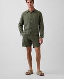 Pantaloni scurți din amestec de in-Verde - 001