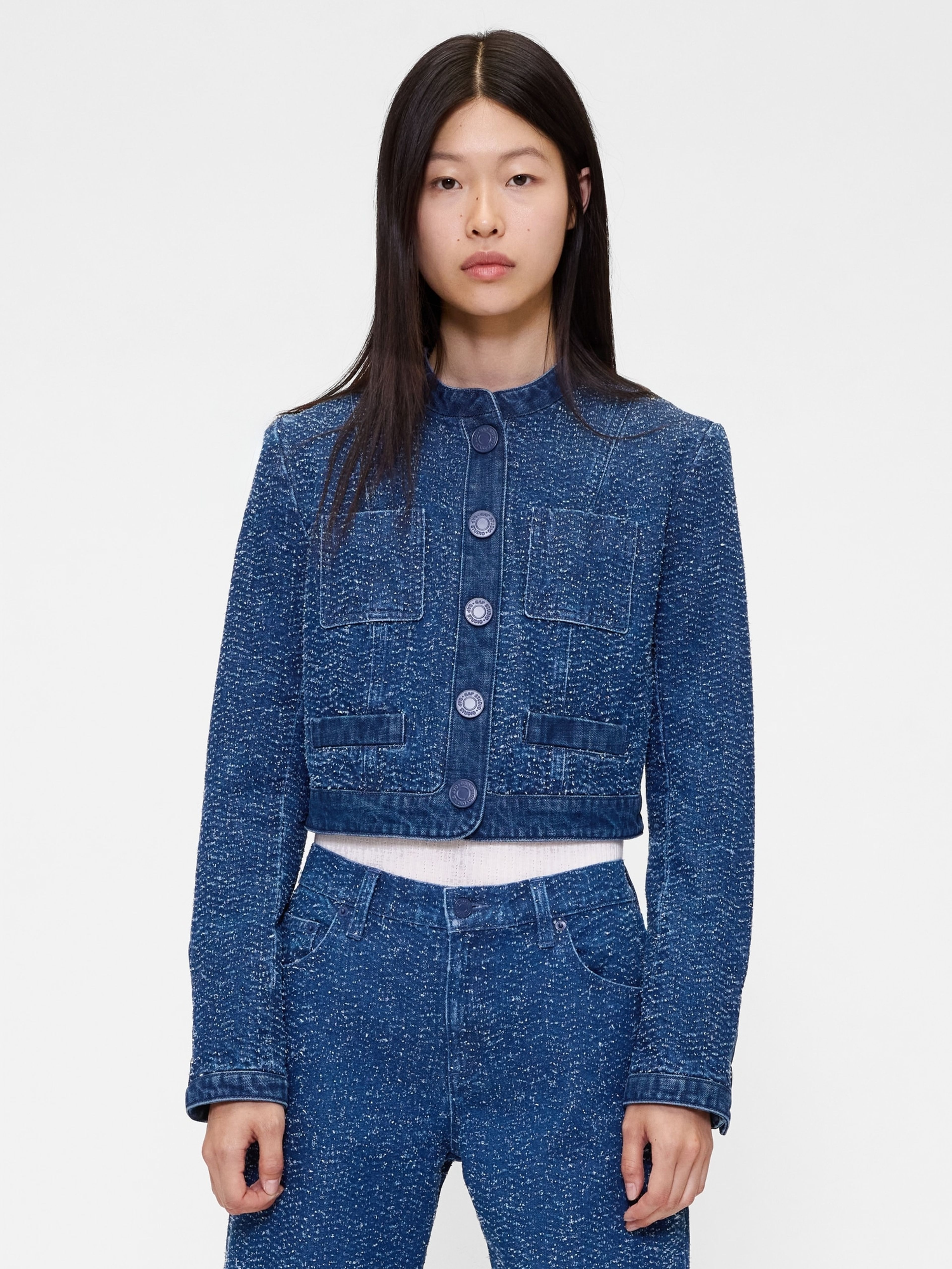 GapStudio by Zac Posen Denim-Tweed Crop-Jacke - 001