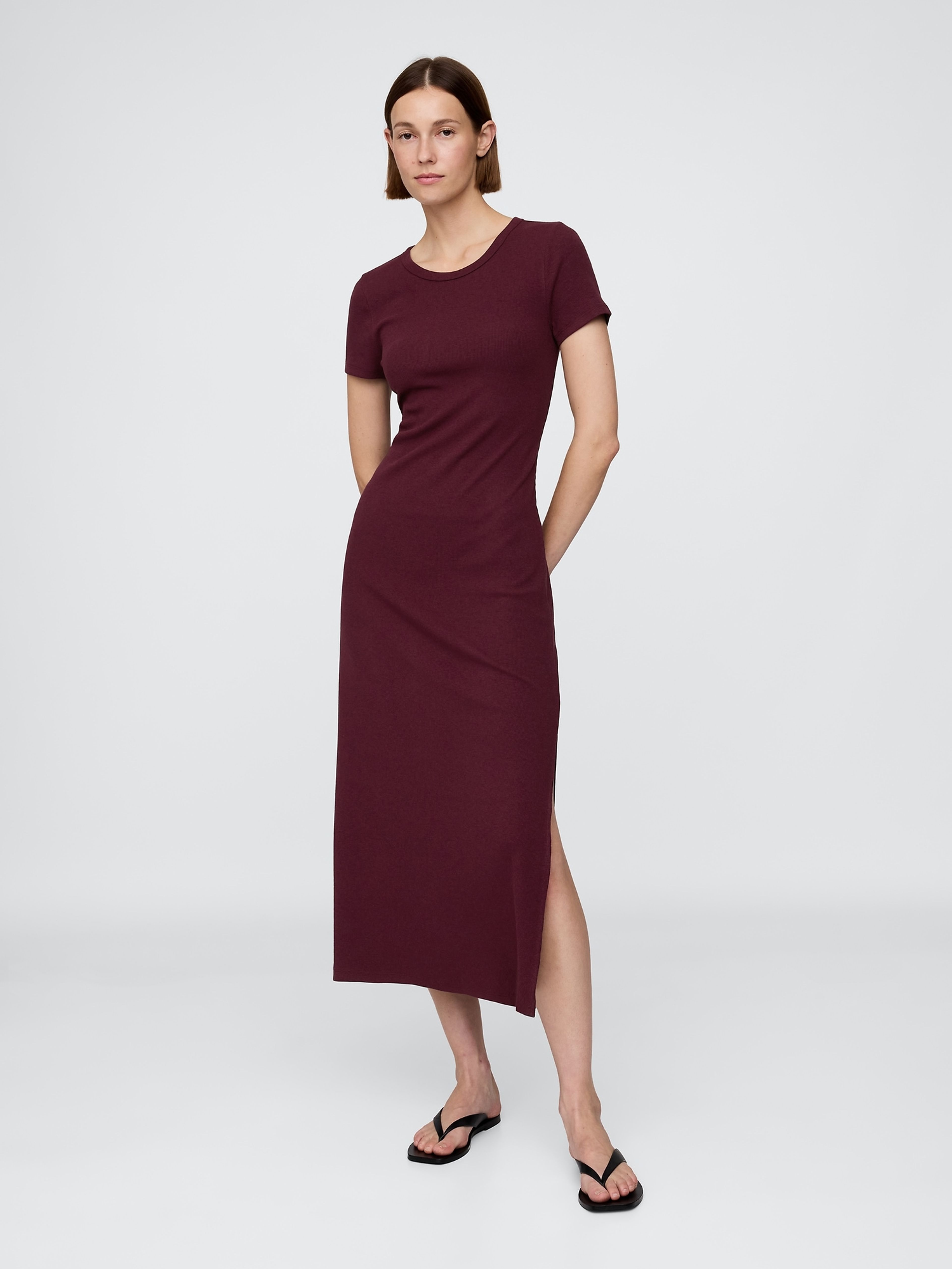 Geripptes Damen-Maxikleid