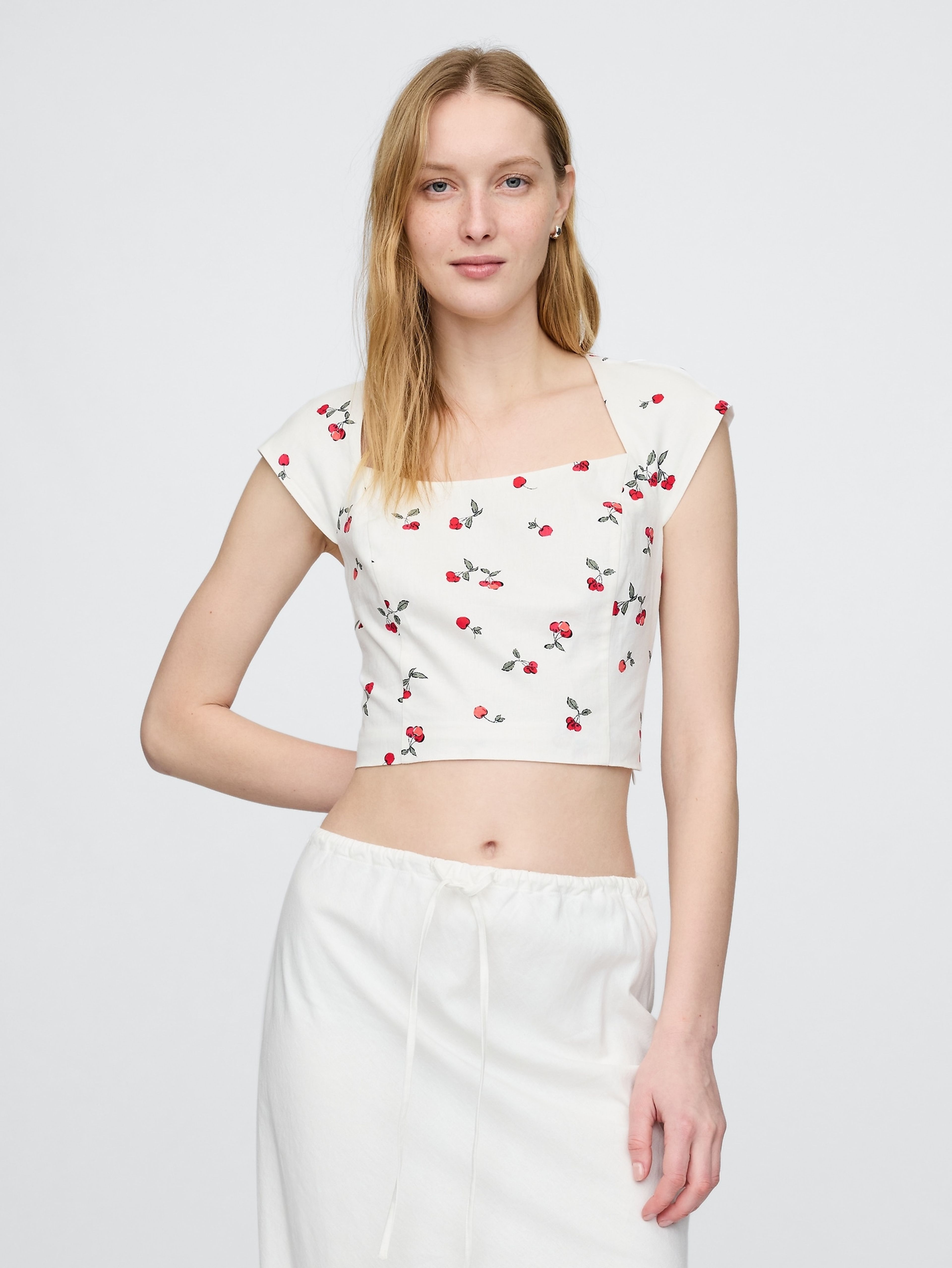 Lniany crop top