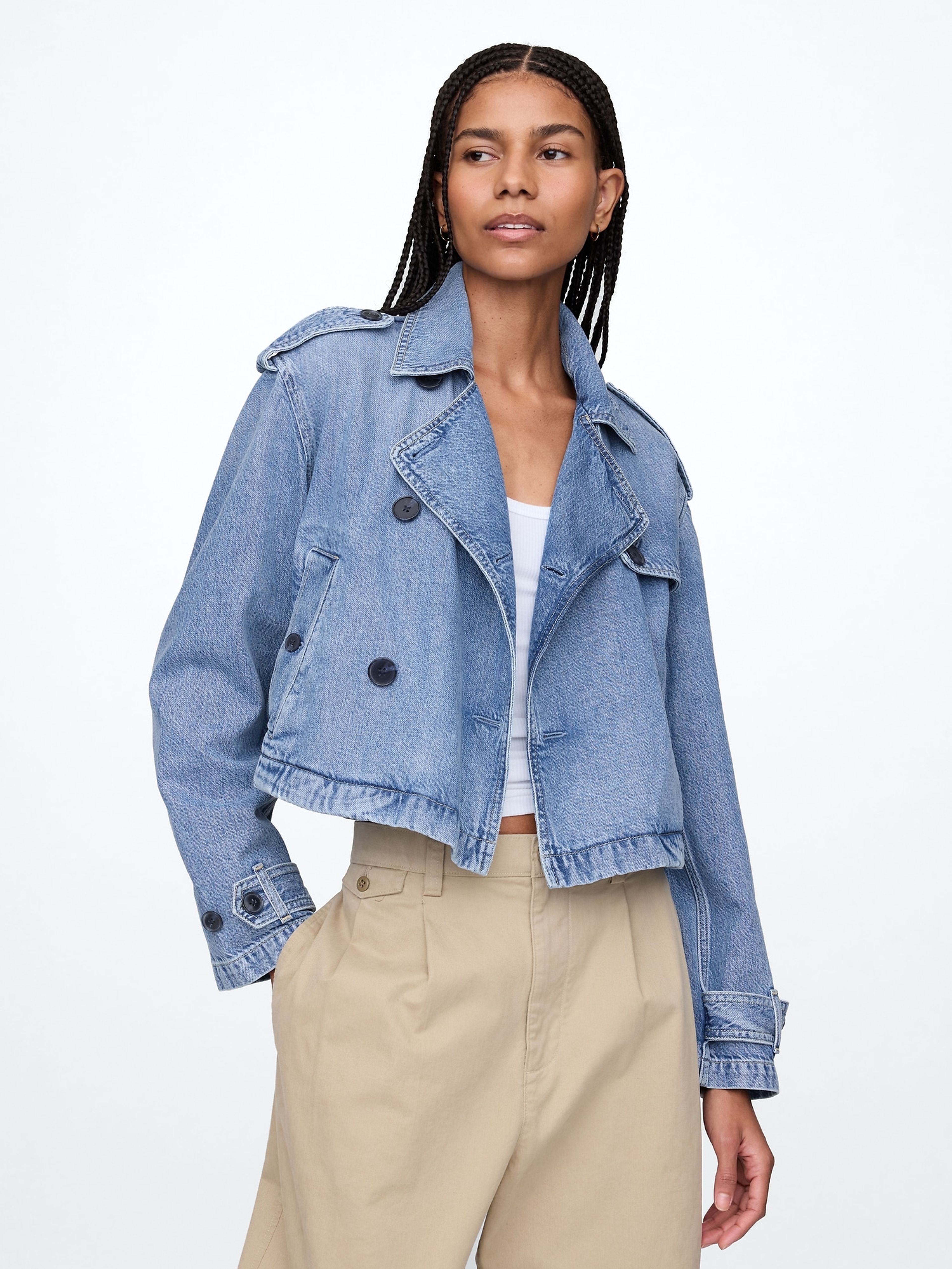 Jeans-Crop-Trenchcoat UltraSoft