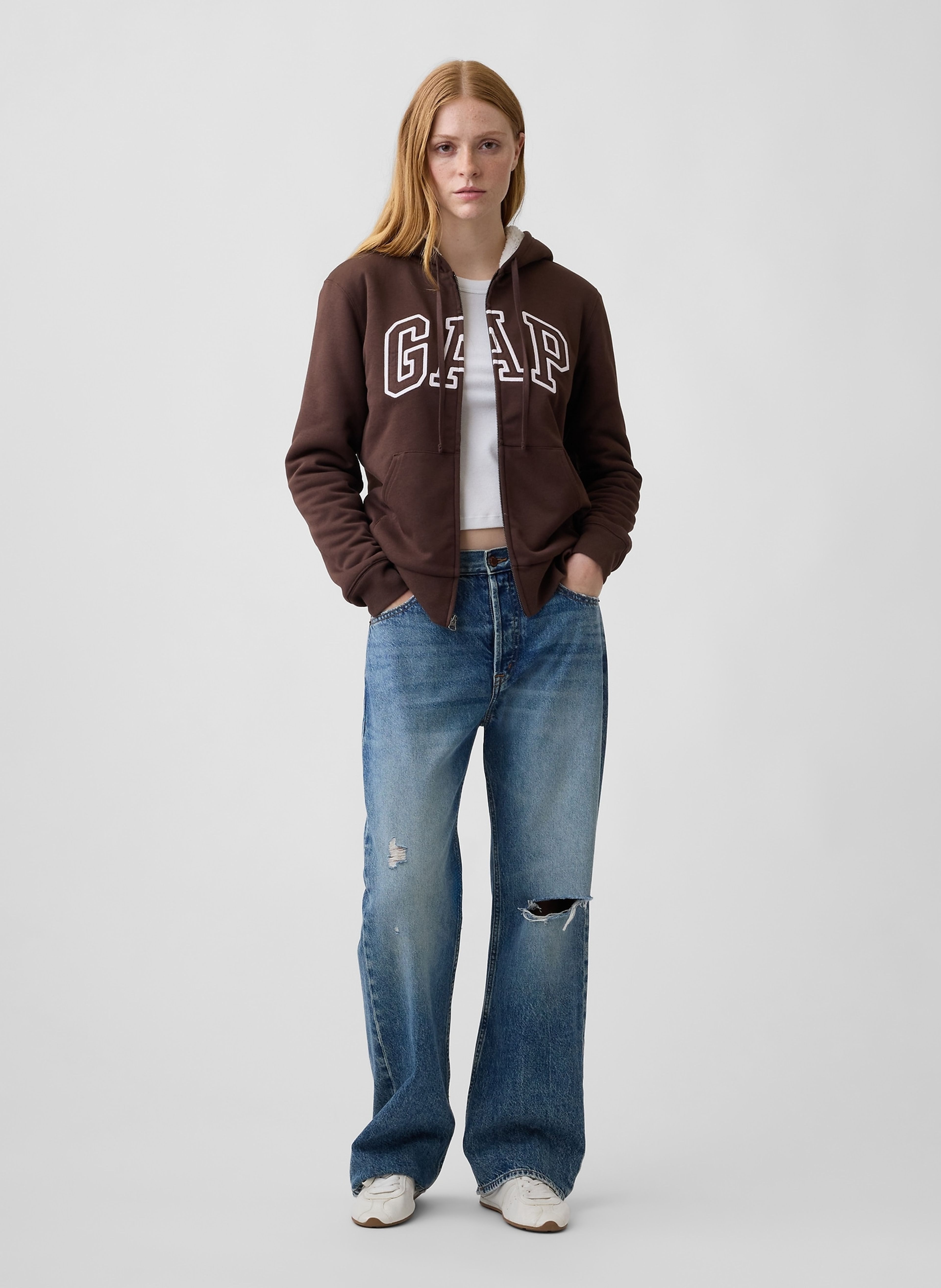 Zateplená sherpa mikina s logem - 003