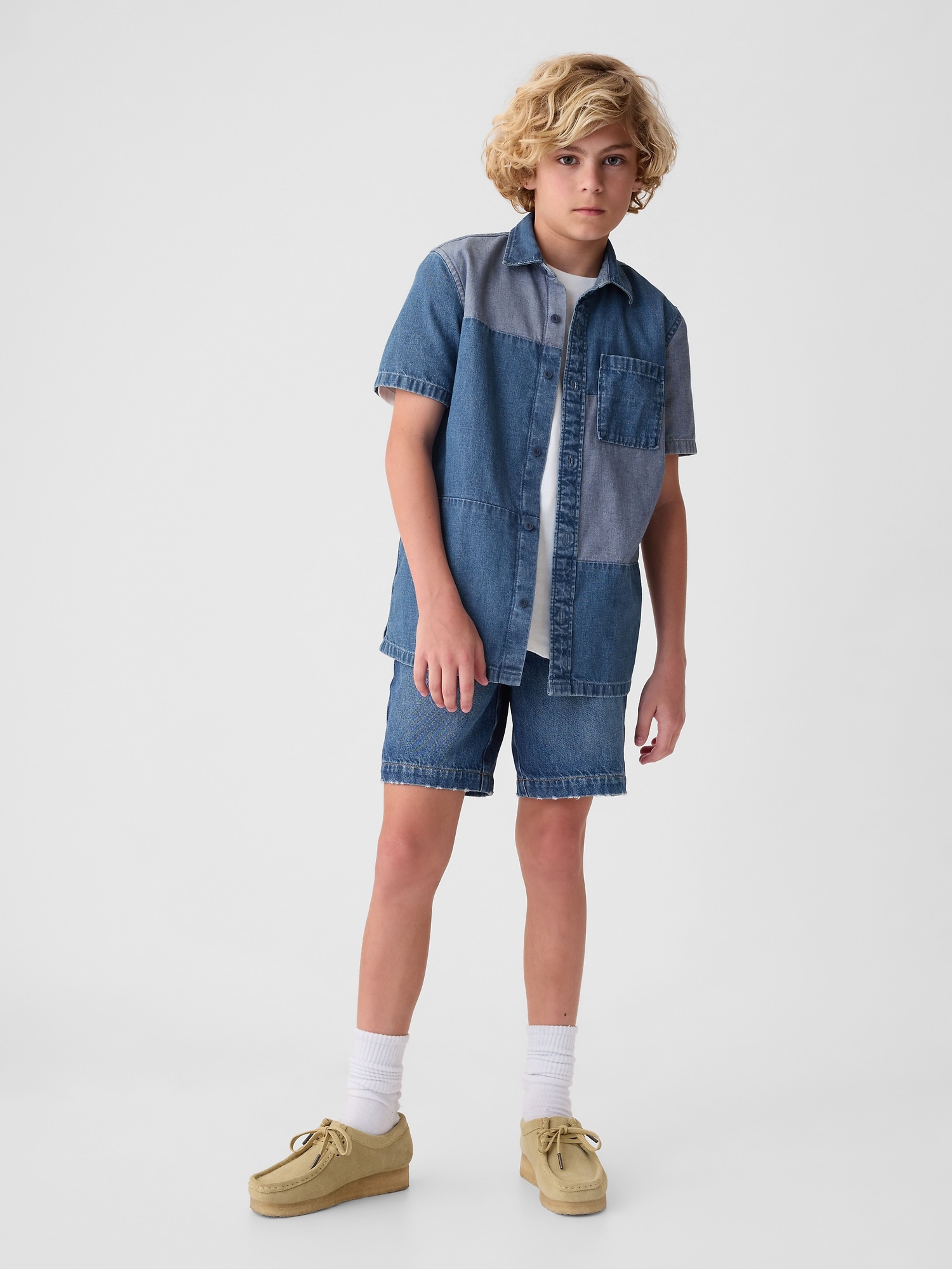 Jeans-Patchwork-Shirt für Kinder