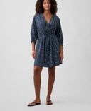 Rochie mini cu buzunare-Bleumarin - 002