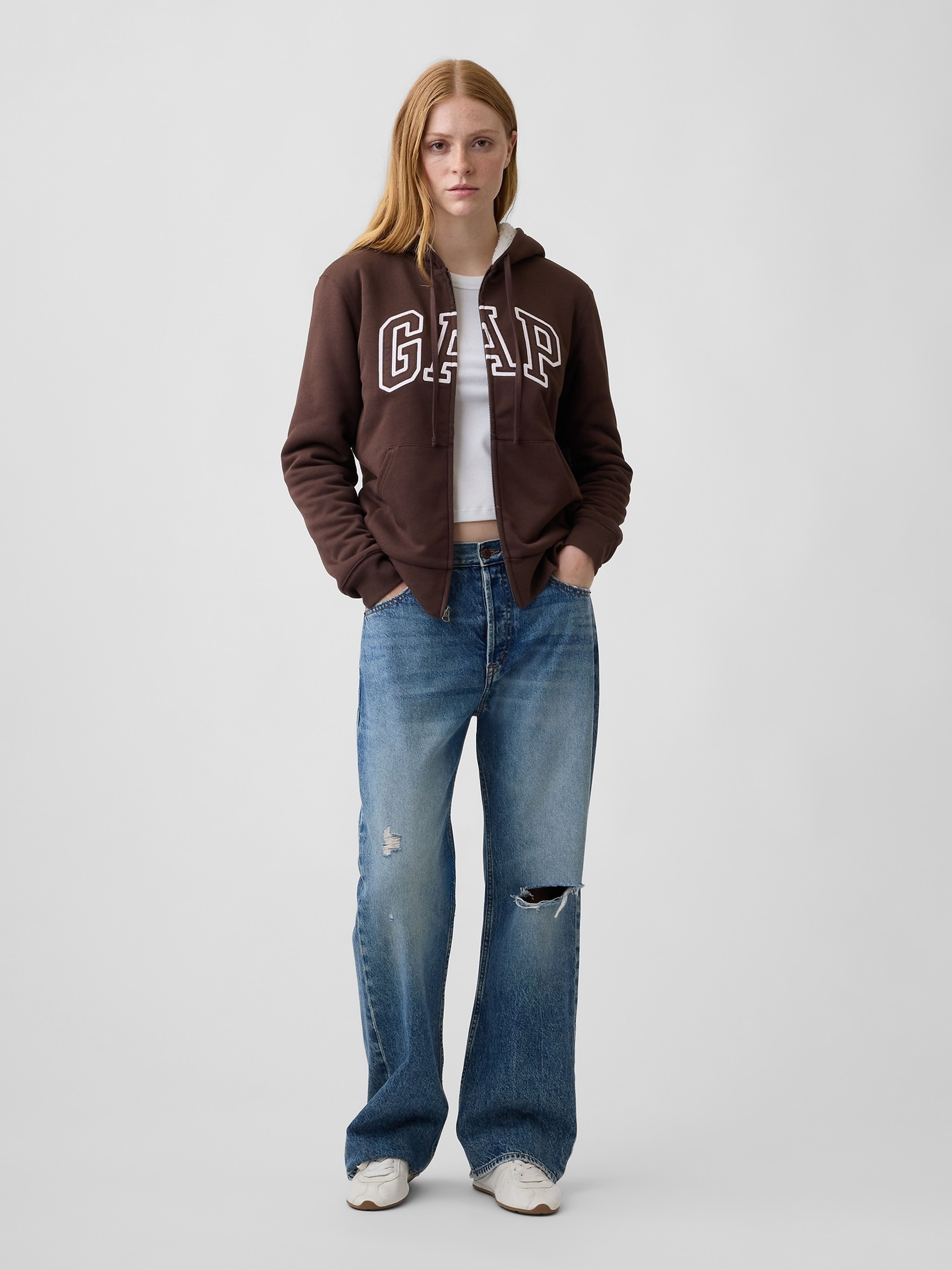 Zateplená sherpa mikina s logem - 003