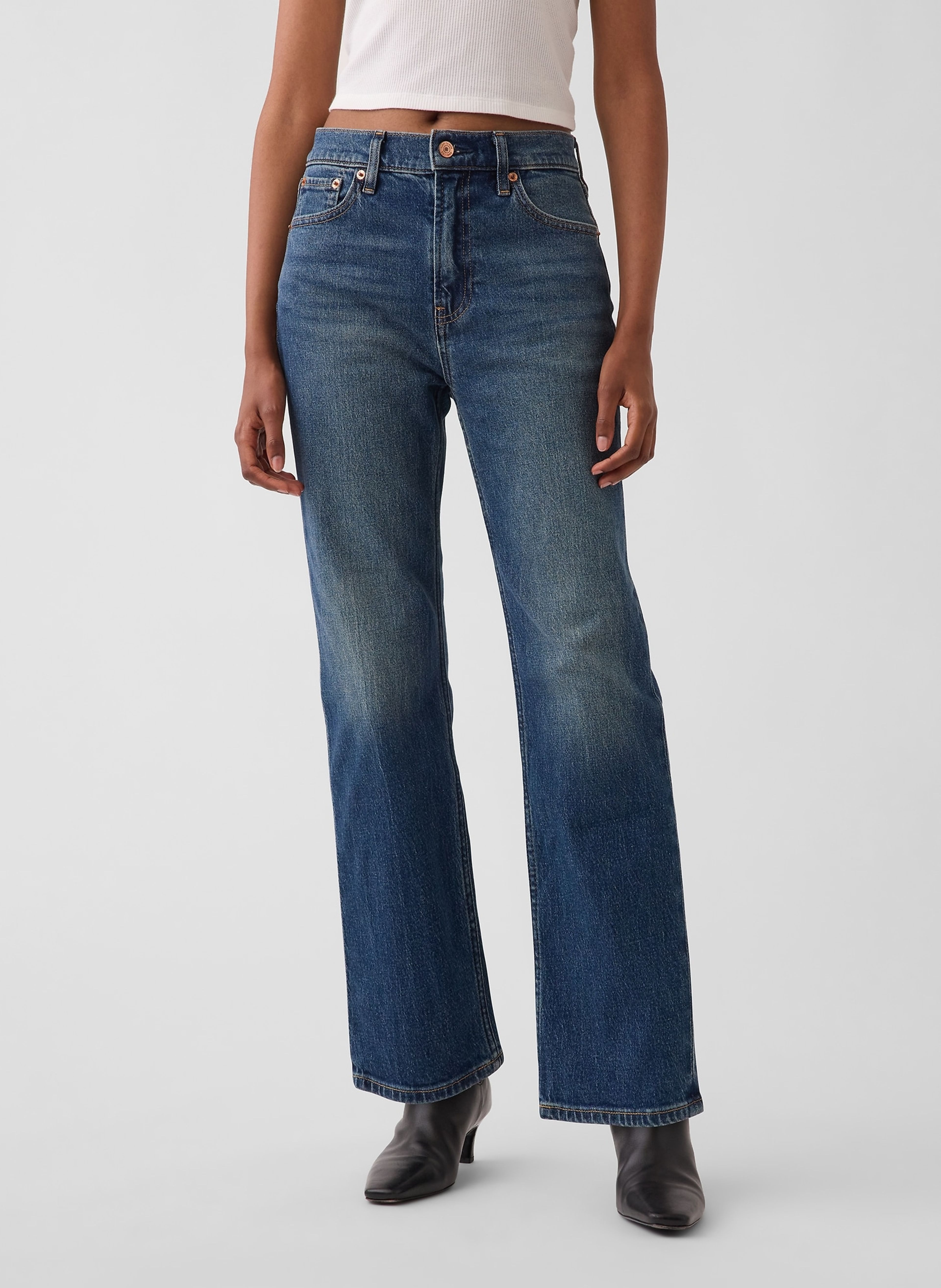 Jeansy 90s Straight Crop - 002