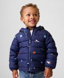 Baby prešívaná bunda s logom-Tmavomodrá - 001
