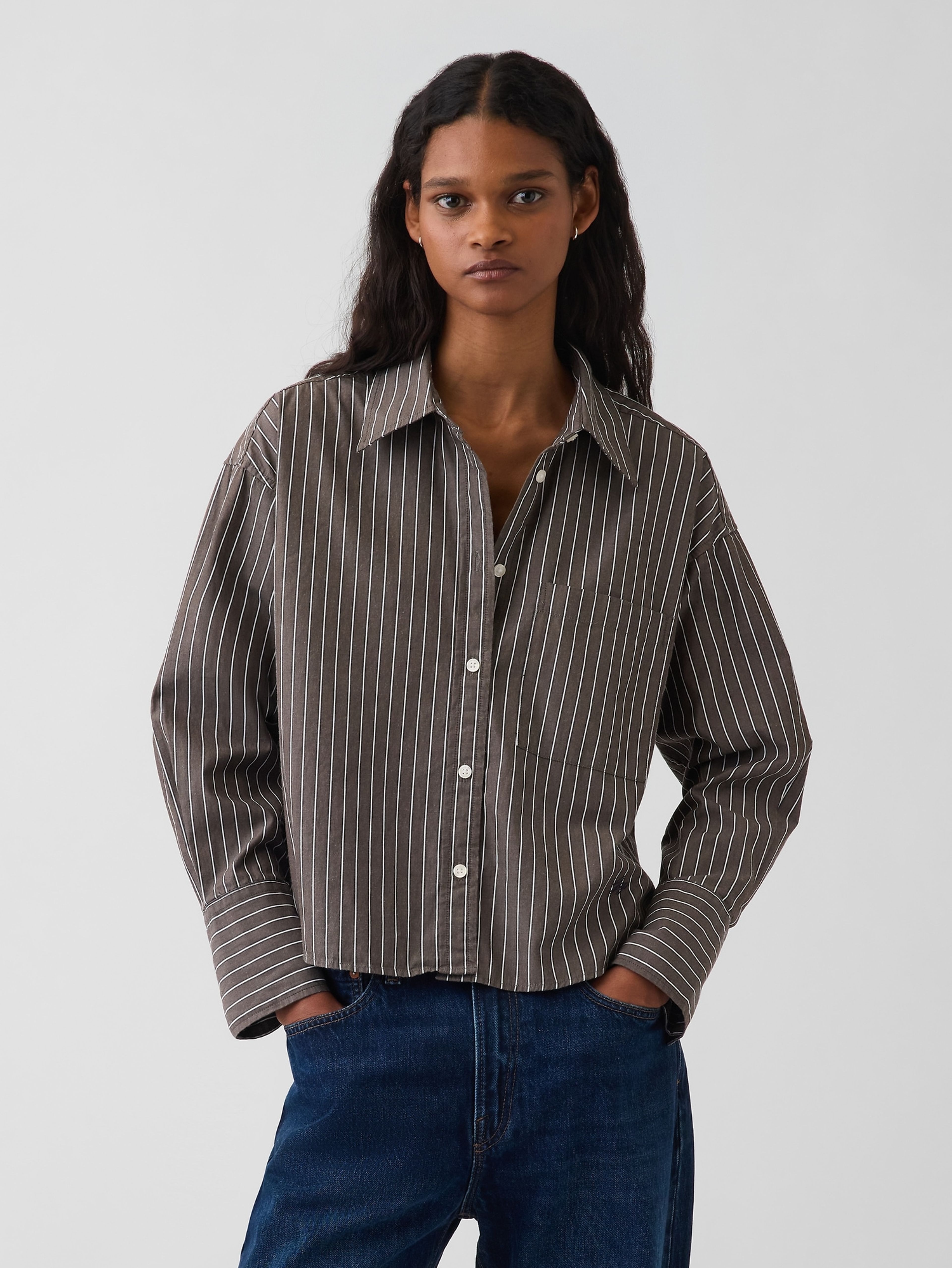 Oversize crop košeľa - 001