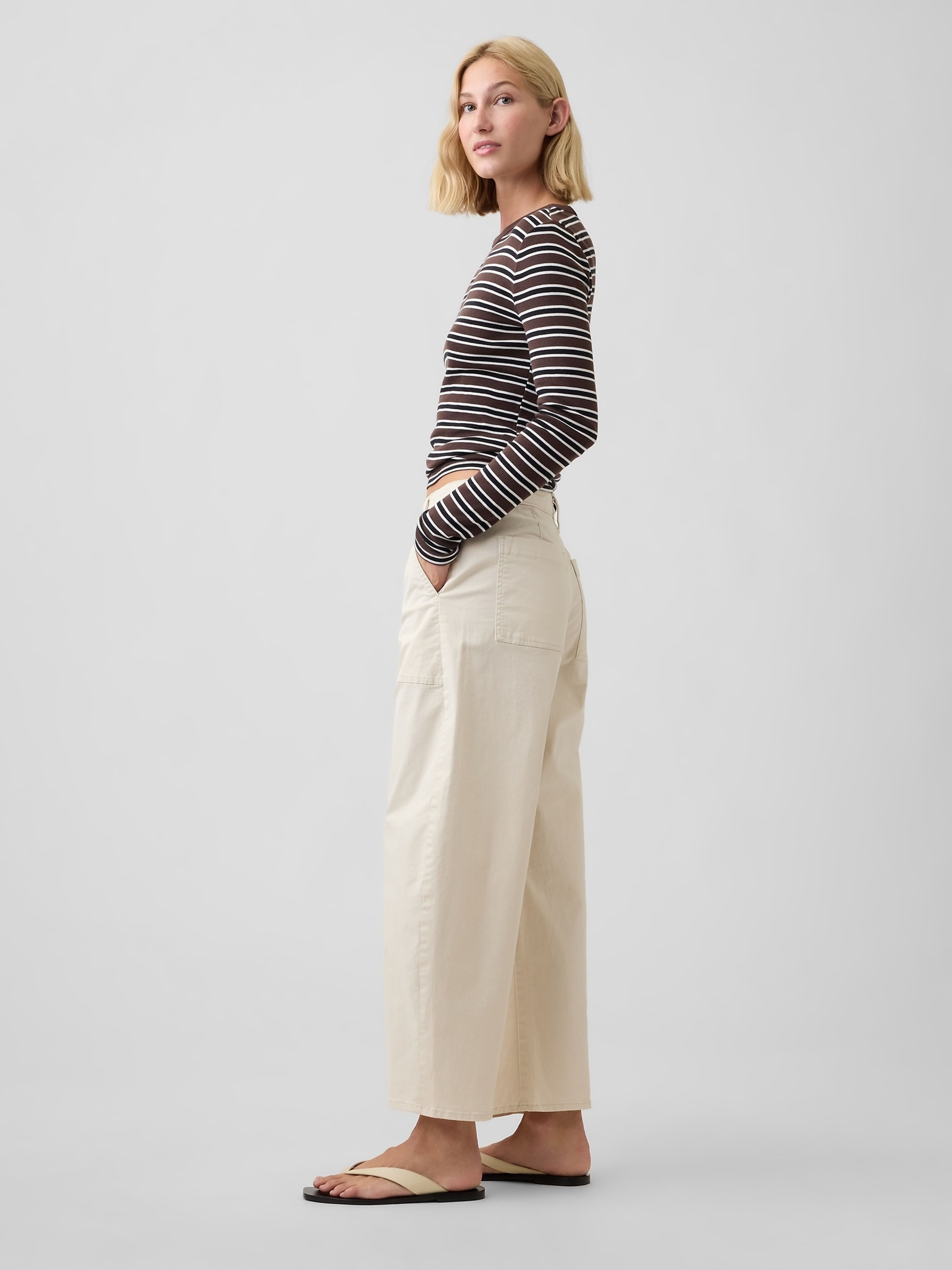 Mid Rise barrel khakibroek - 003