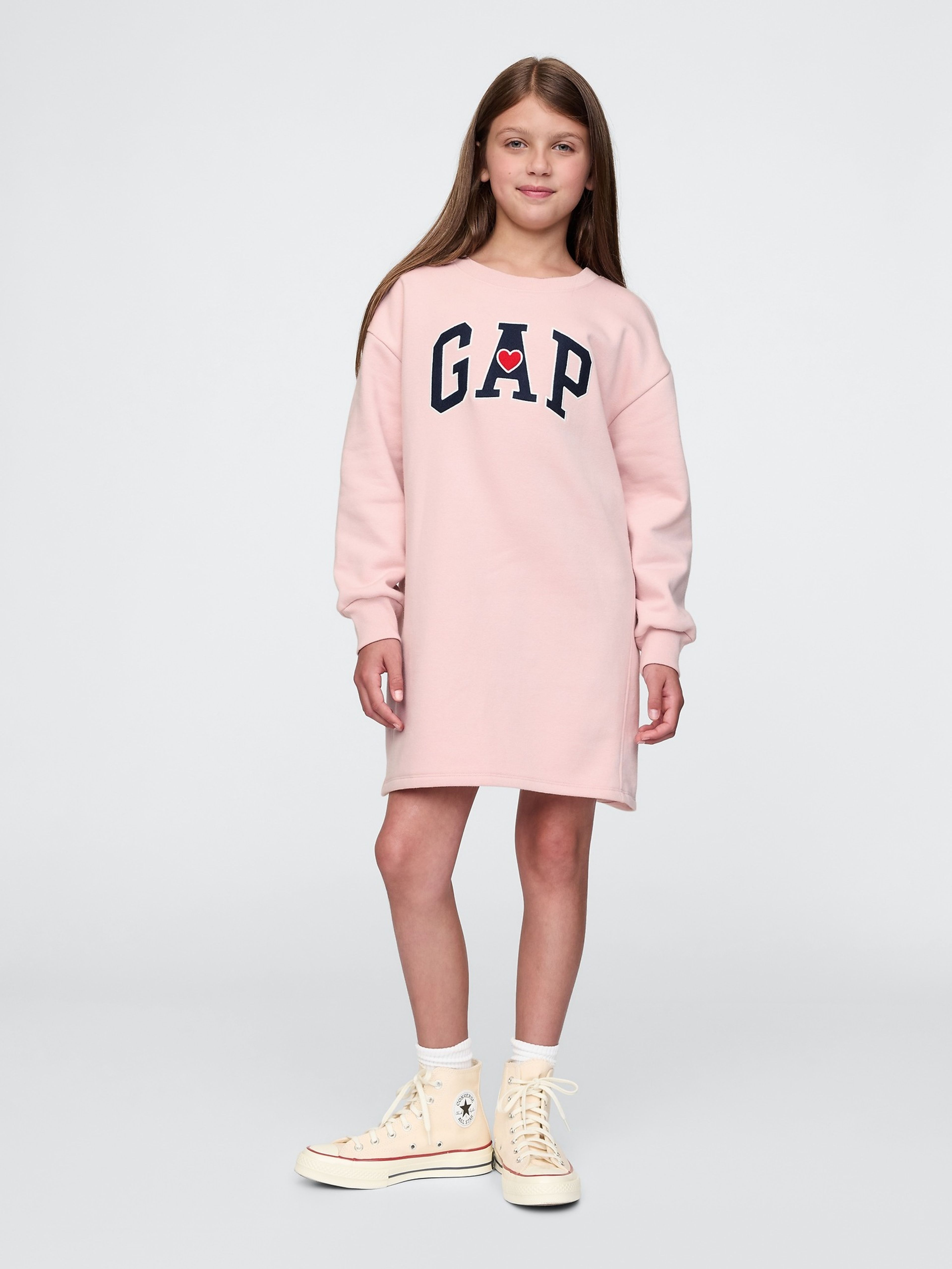 Kinder-Oversize-Sweatshirt-Kleid mit Logo