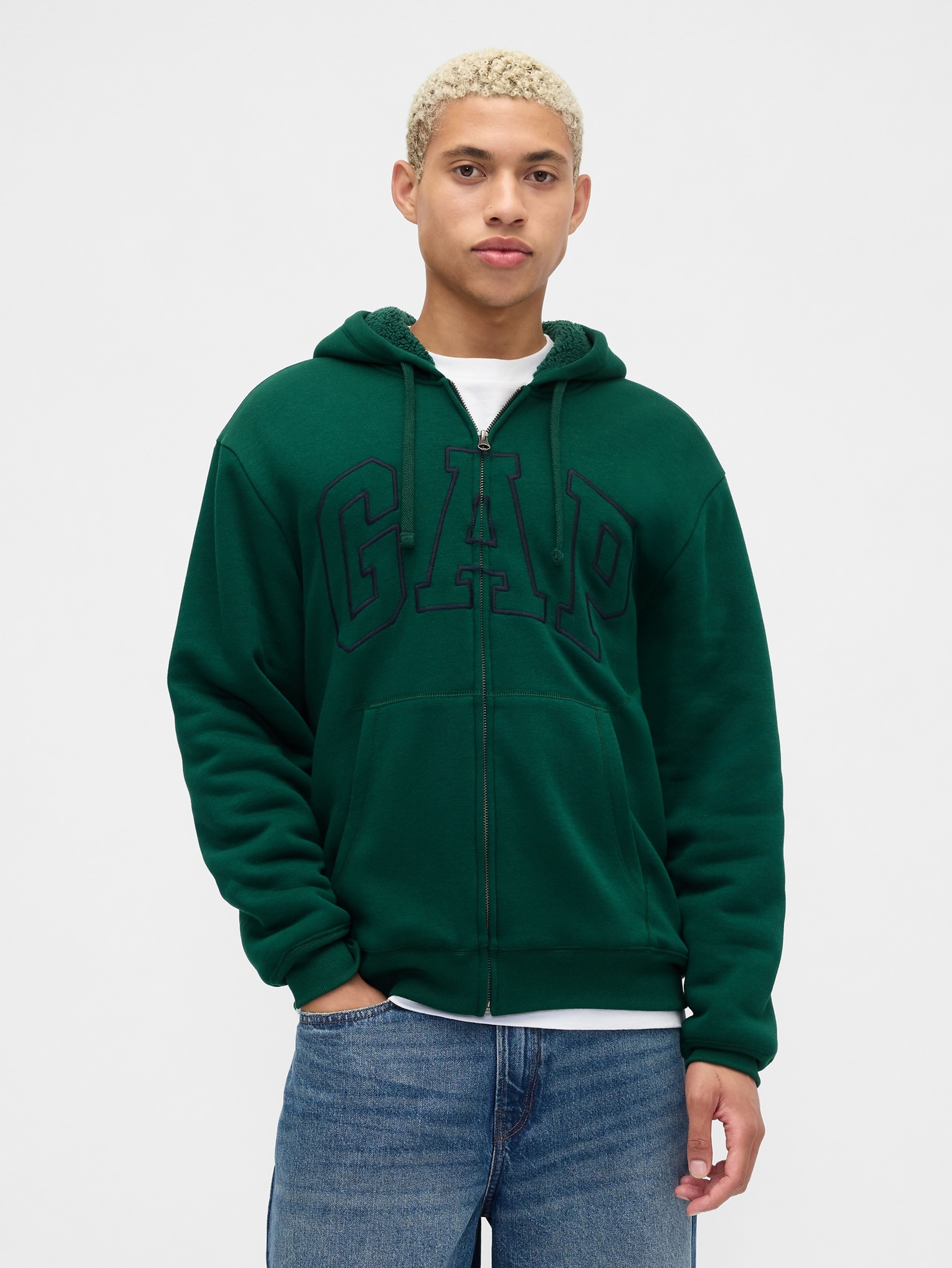 Herren-Gefütterter Sweatshirt mit Logo