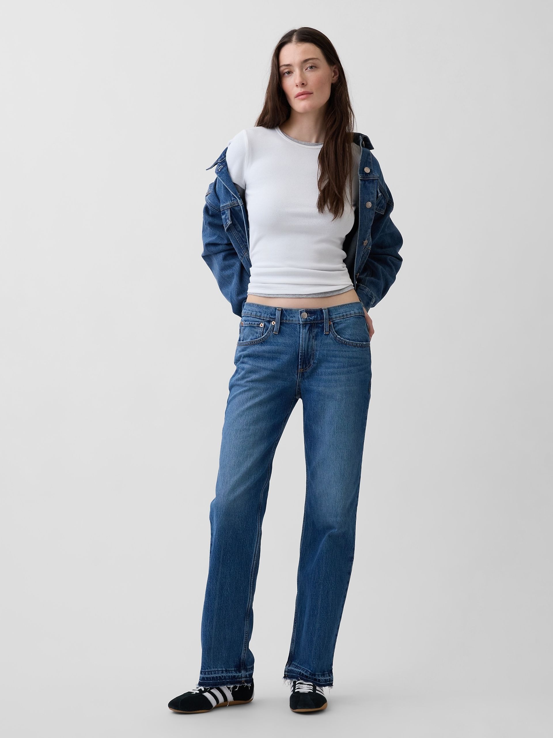 Jeans Mid Rise Relaxed Straight - 001