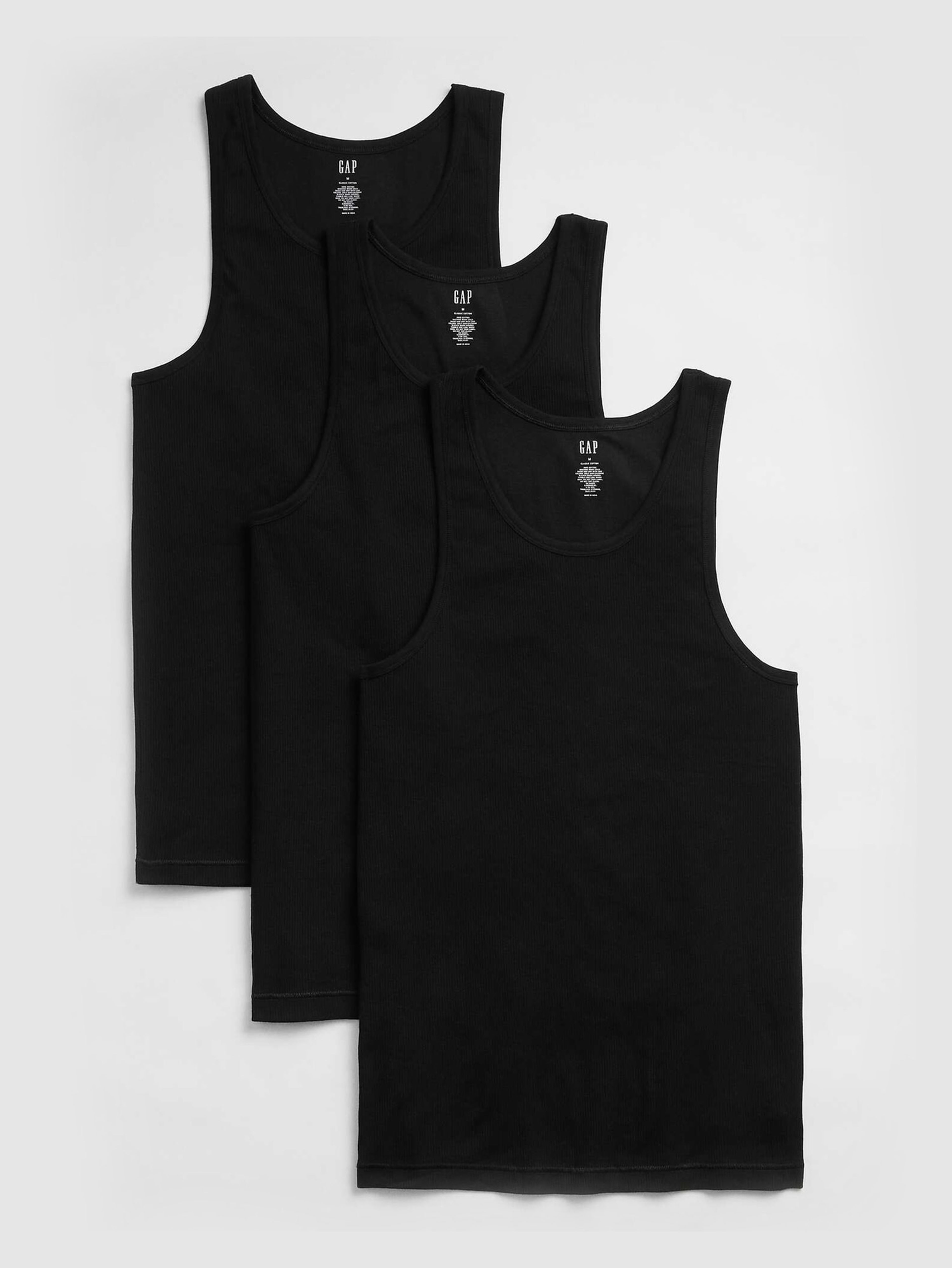 Herren Baumwoll-Tanktops, 3er-Pack