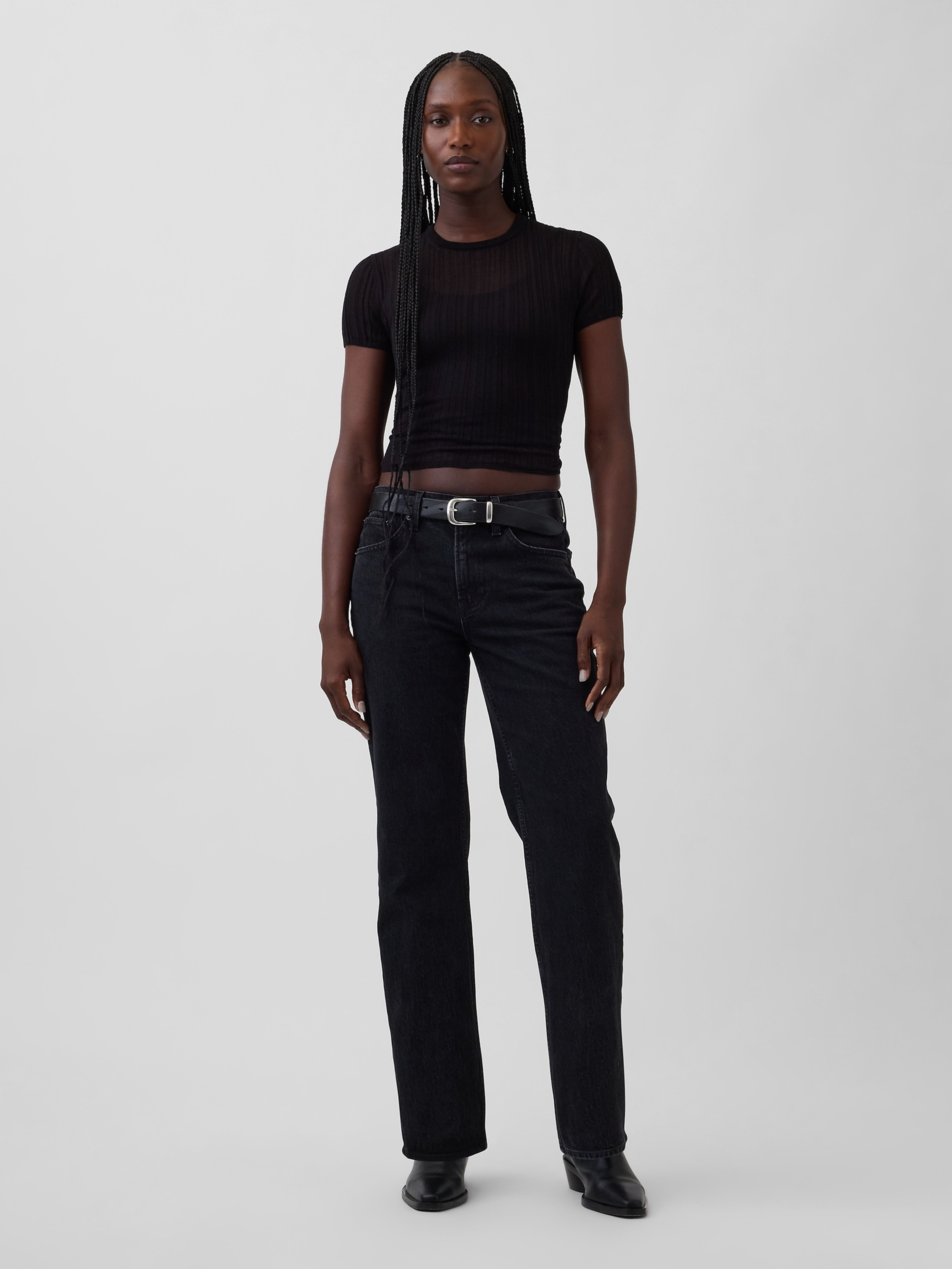 Mid Rise Relaxed Straight jeans - 001