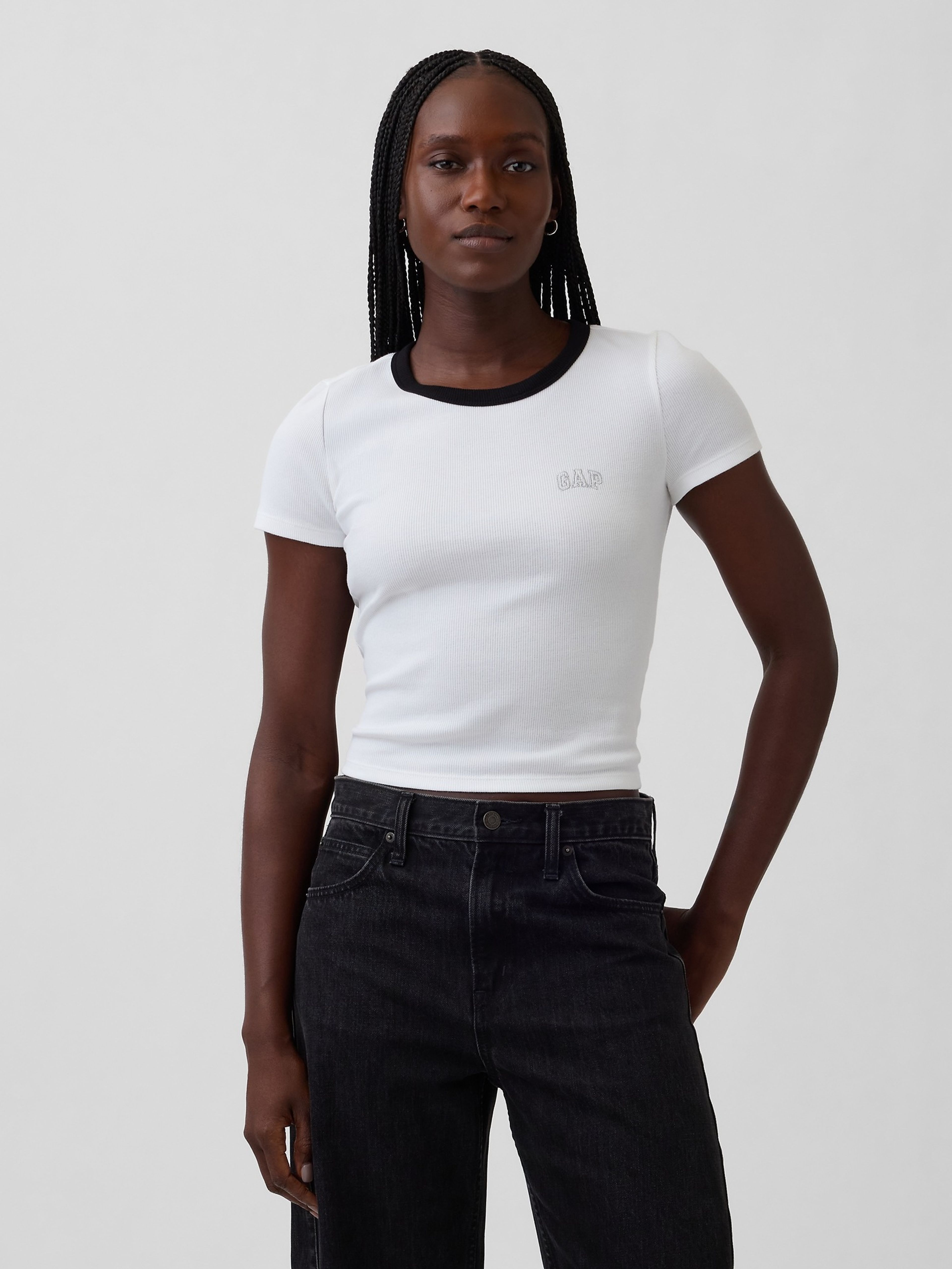 Žebrované tričko s logem