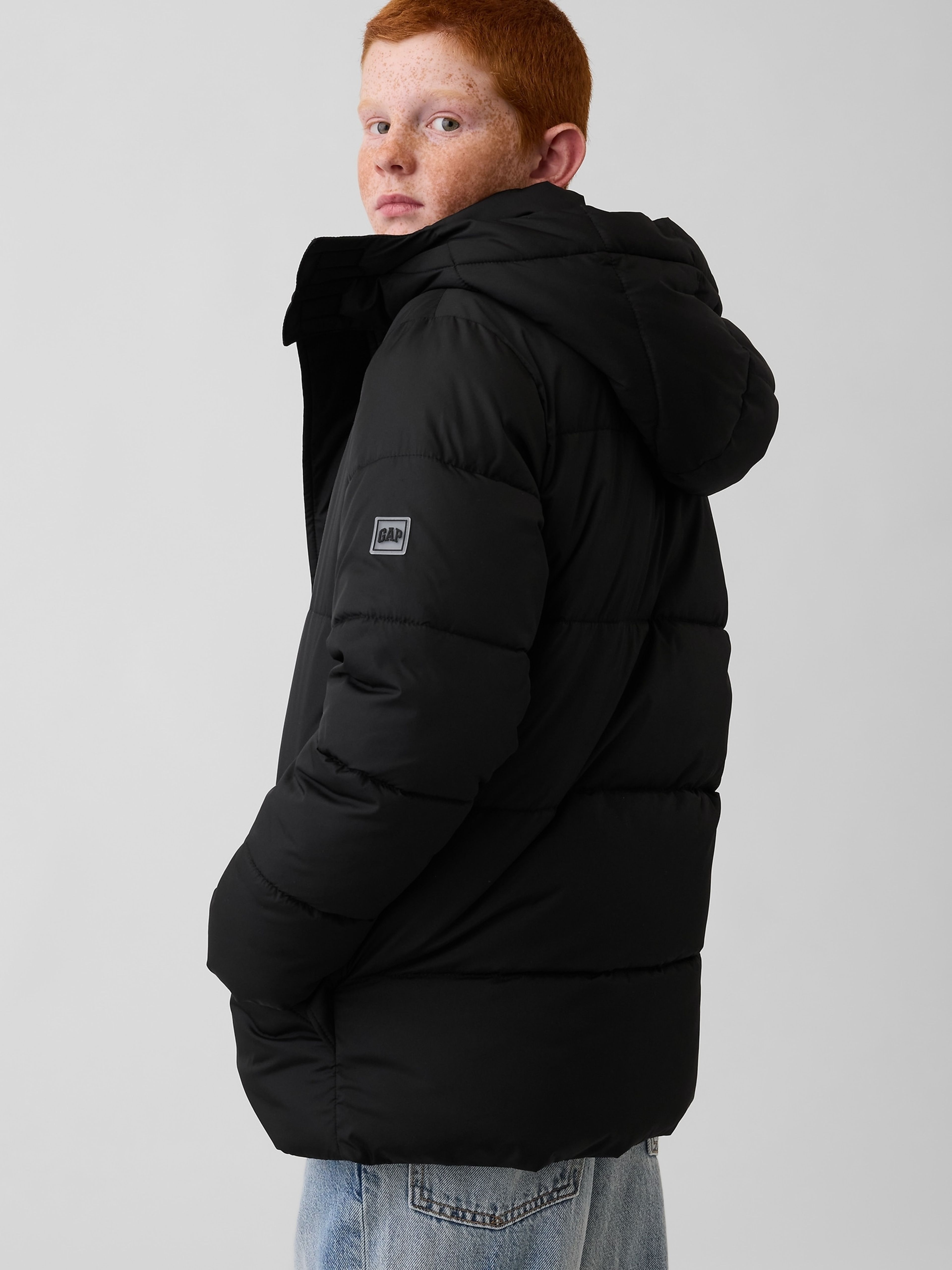 Dětská prošívaná parka s logem - 003