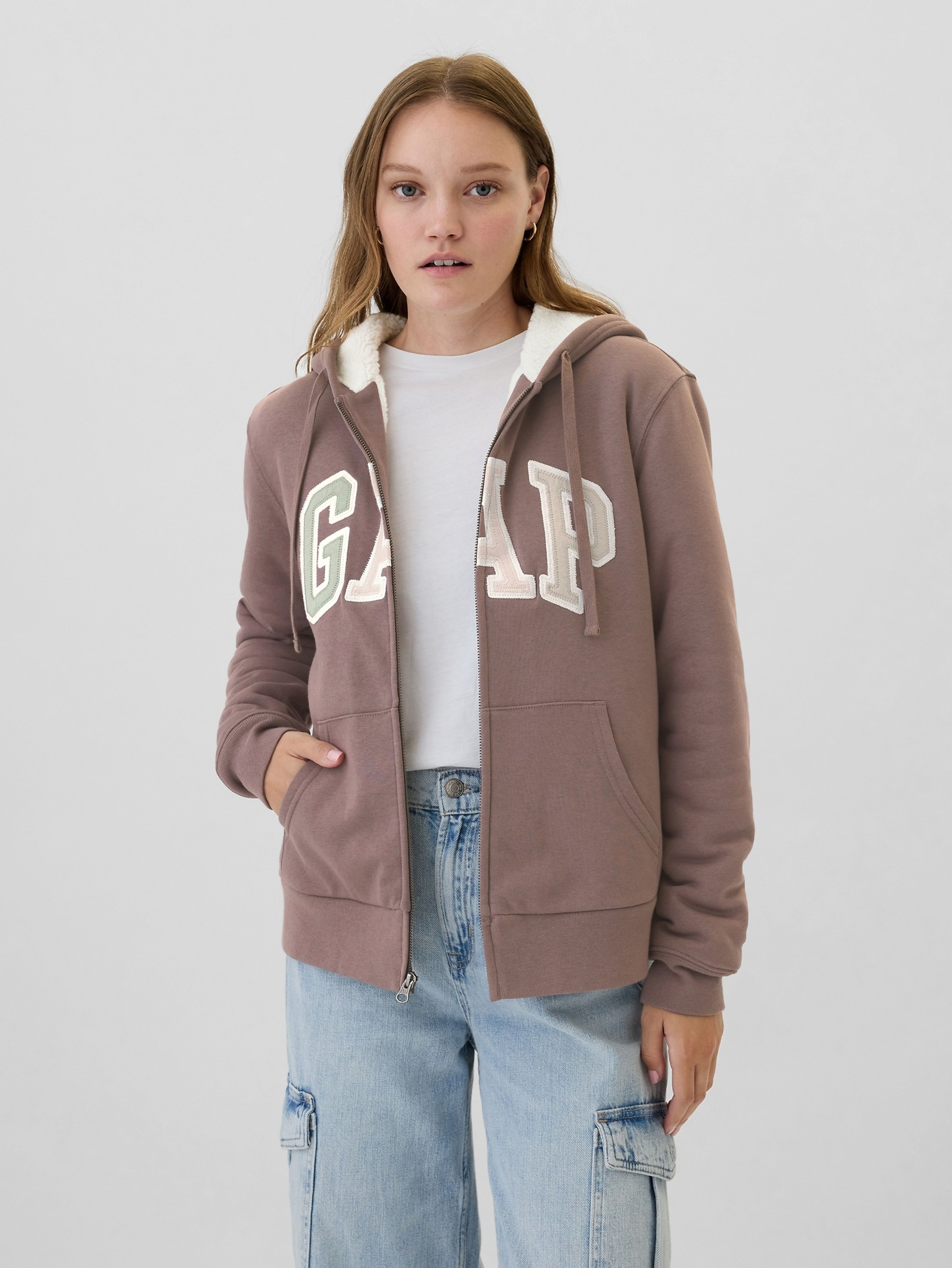 Sherpa-Sweatshirt mit Logo