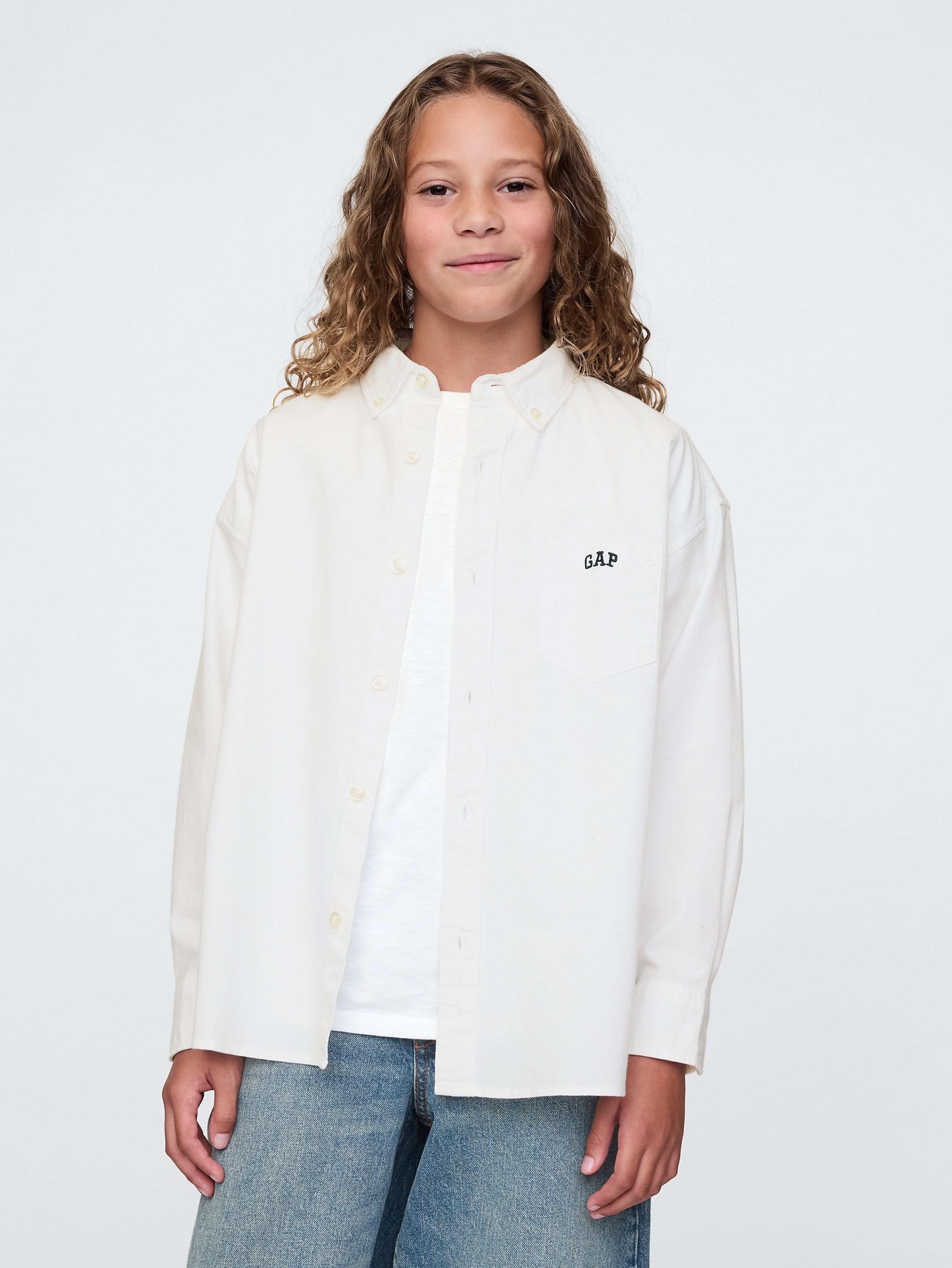 Jungen-Oversize-Oxford-Hemd