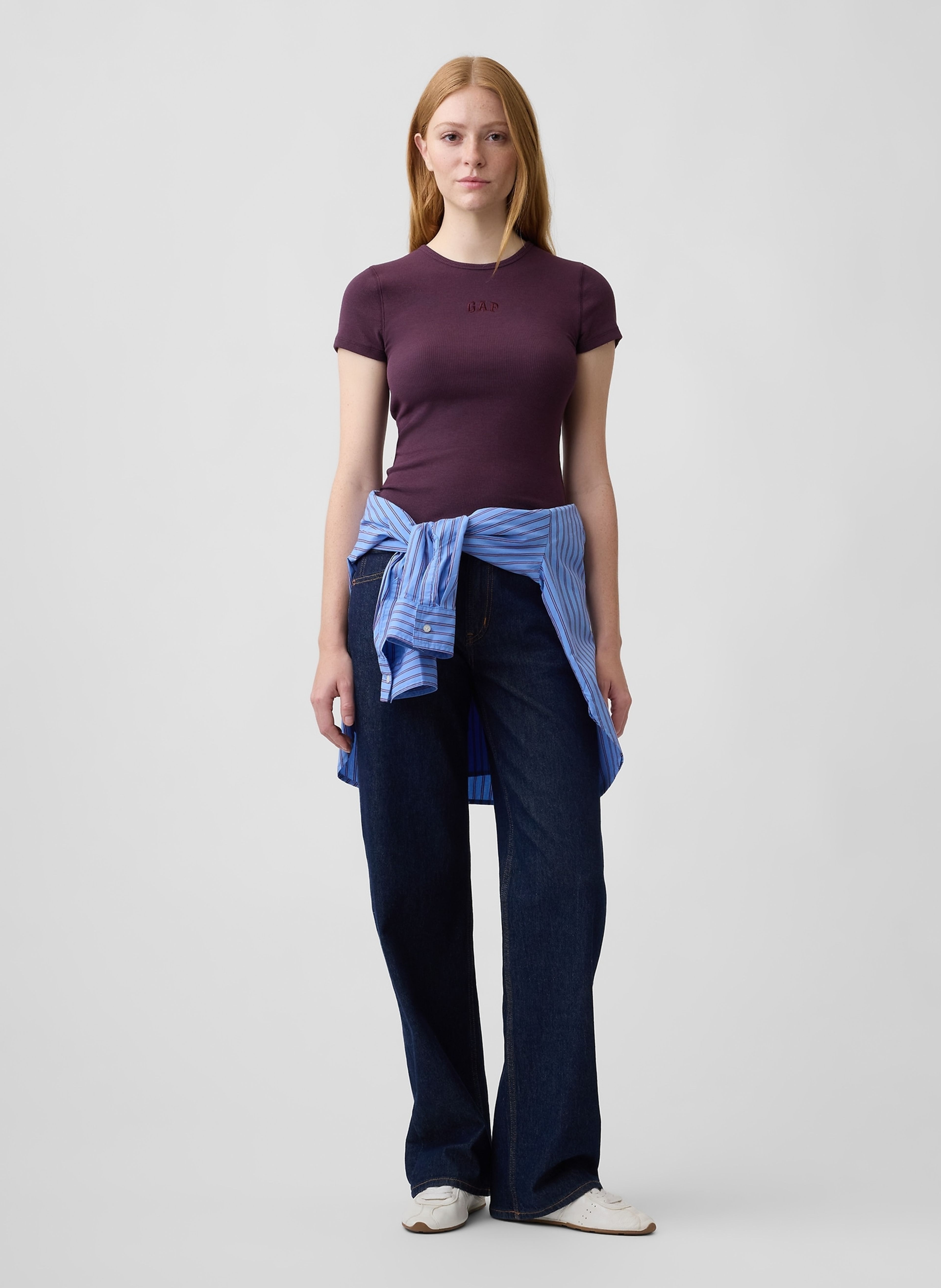 T-shirt côtelé avec logo - 003