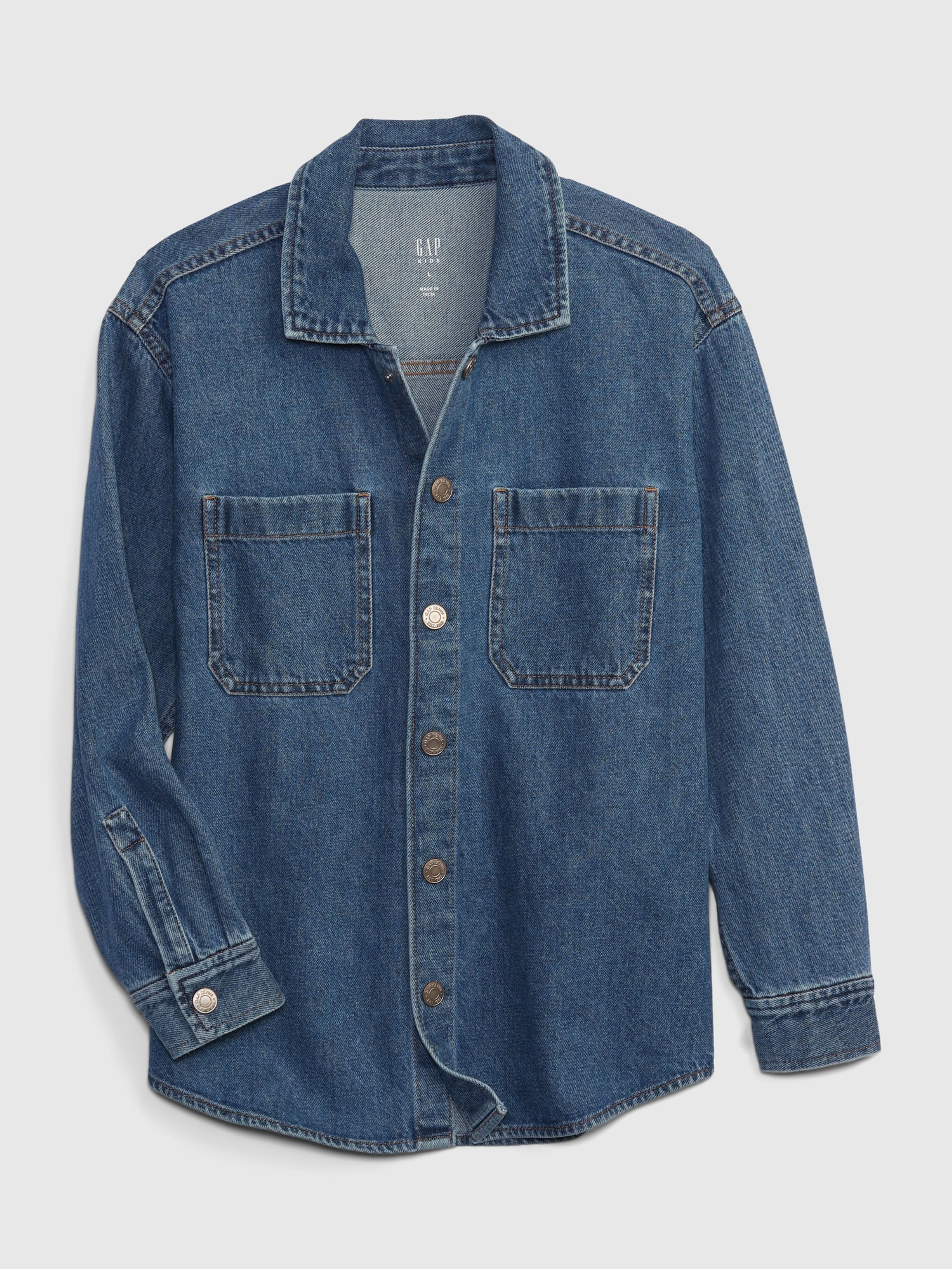 Dziecięca jeansowa koszulowa kurtka oversize
