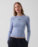 Ripp-T-Shirt mit Logo-Blau - 001