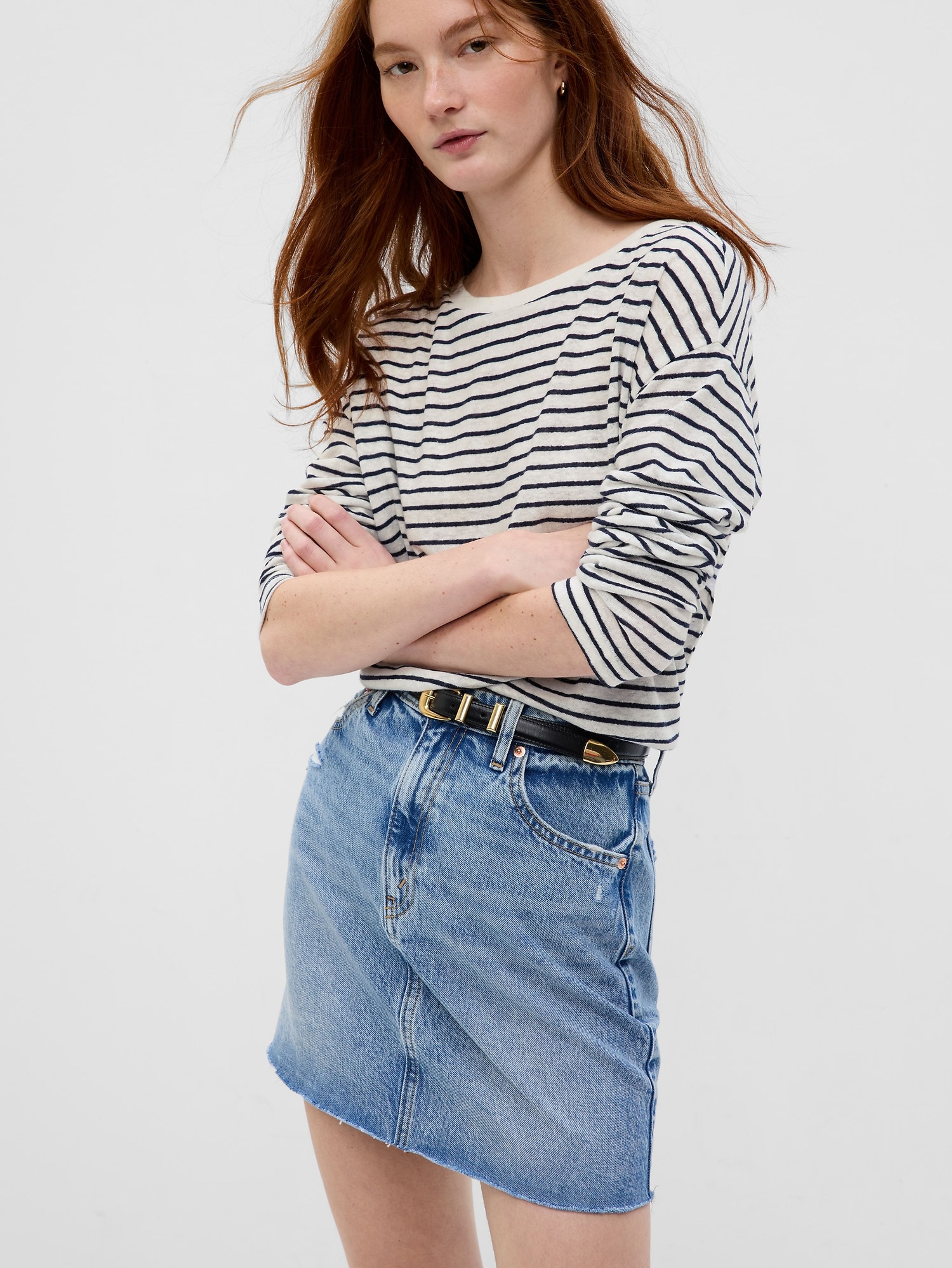 Lněné pruhované tričko