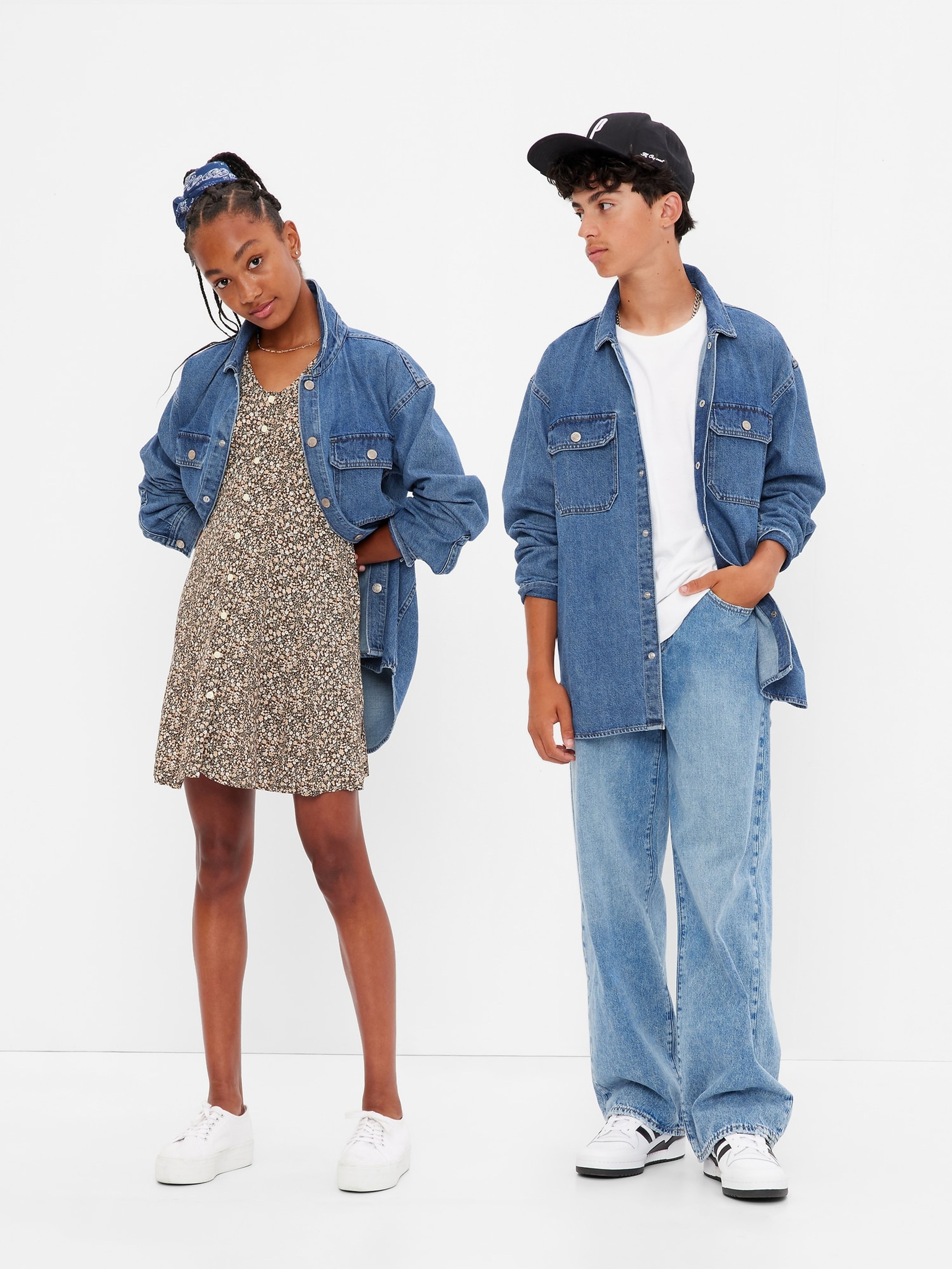 Teen jeansowa koszula oversize Unisex