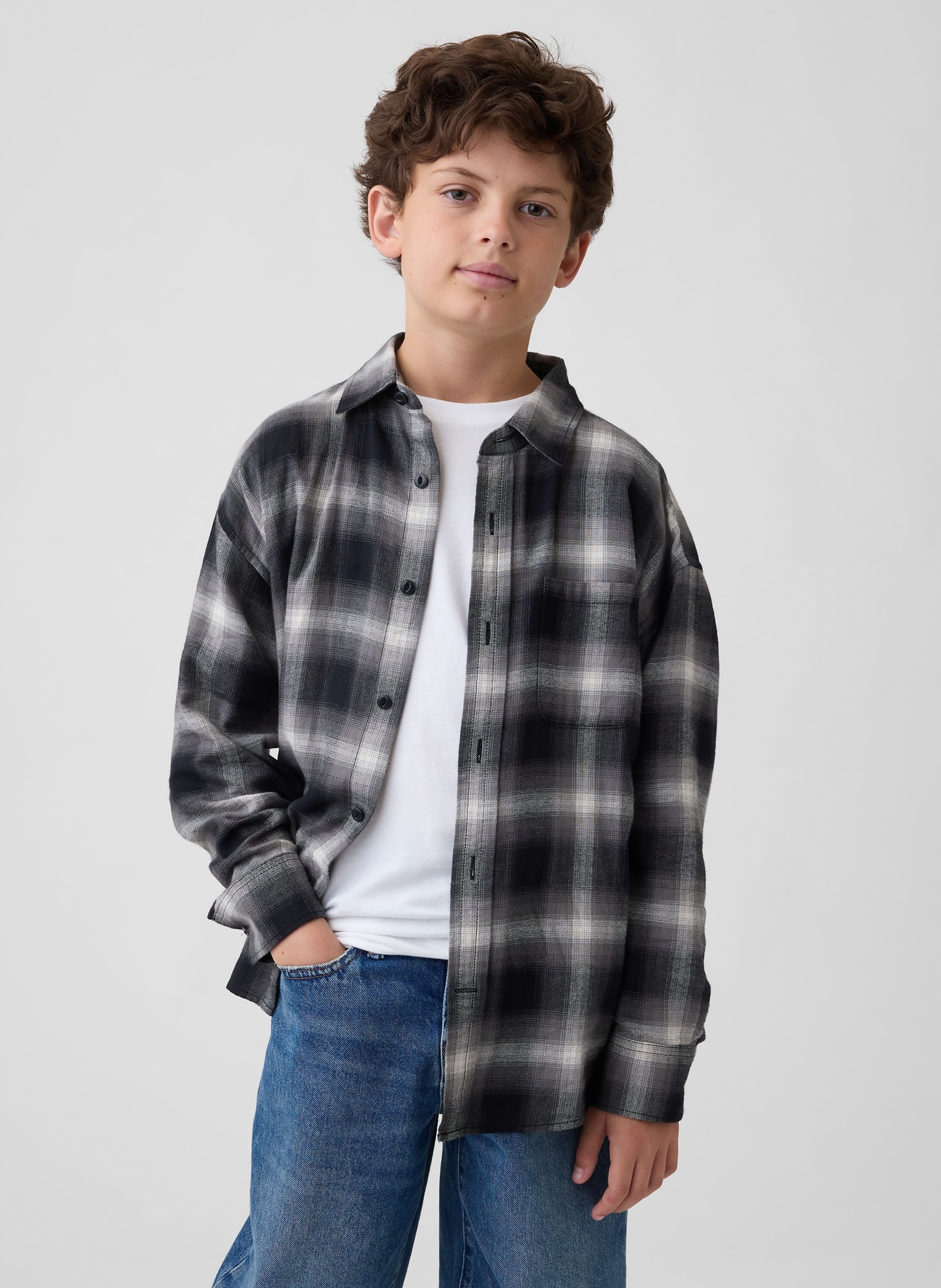 Kinder oversize flanellen overhemd - 003