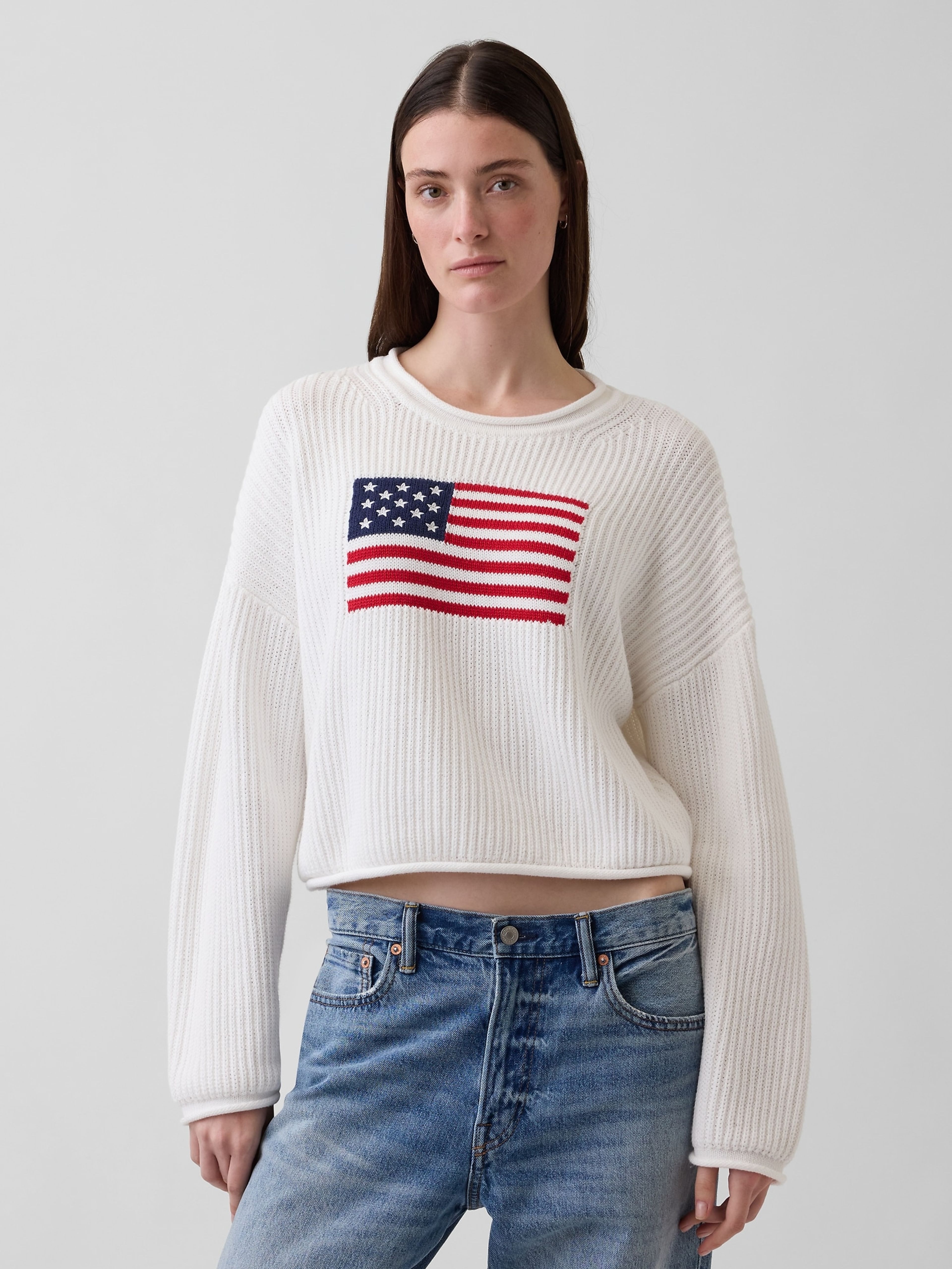 Oversize crop svetr Americana