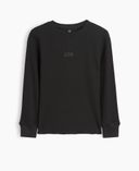 Camiseta infantil de tejido waffle con logo-Negro - 004