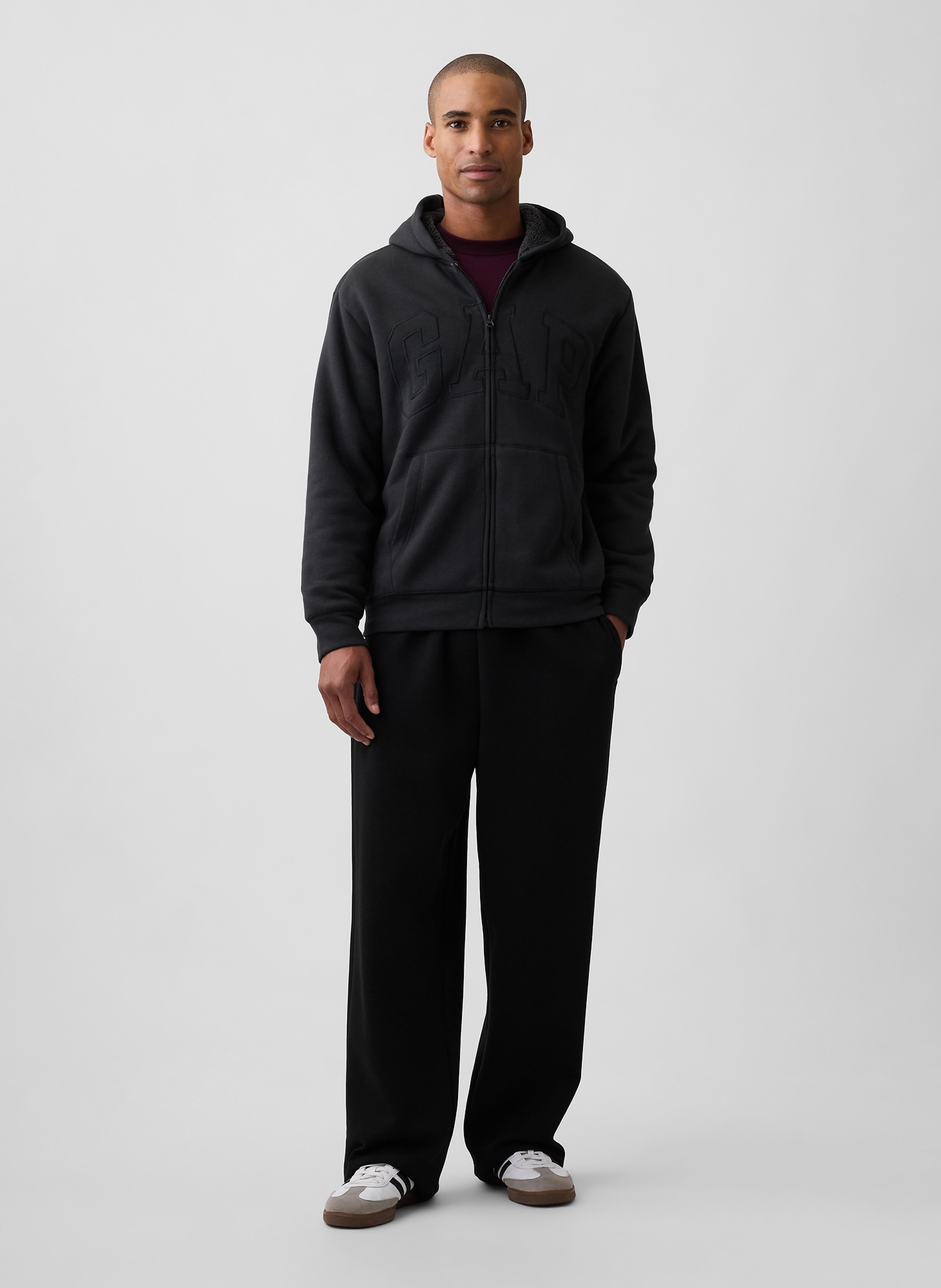 Felpa sherpa imbottita con logo - 003