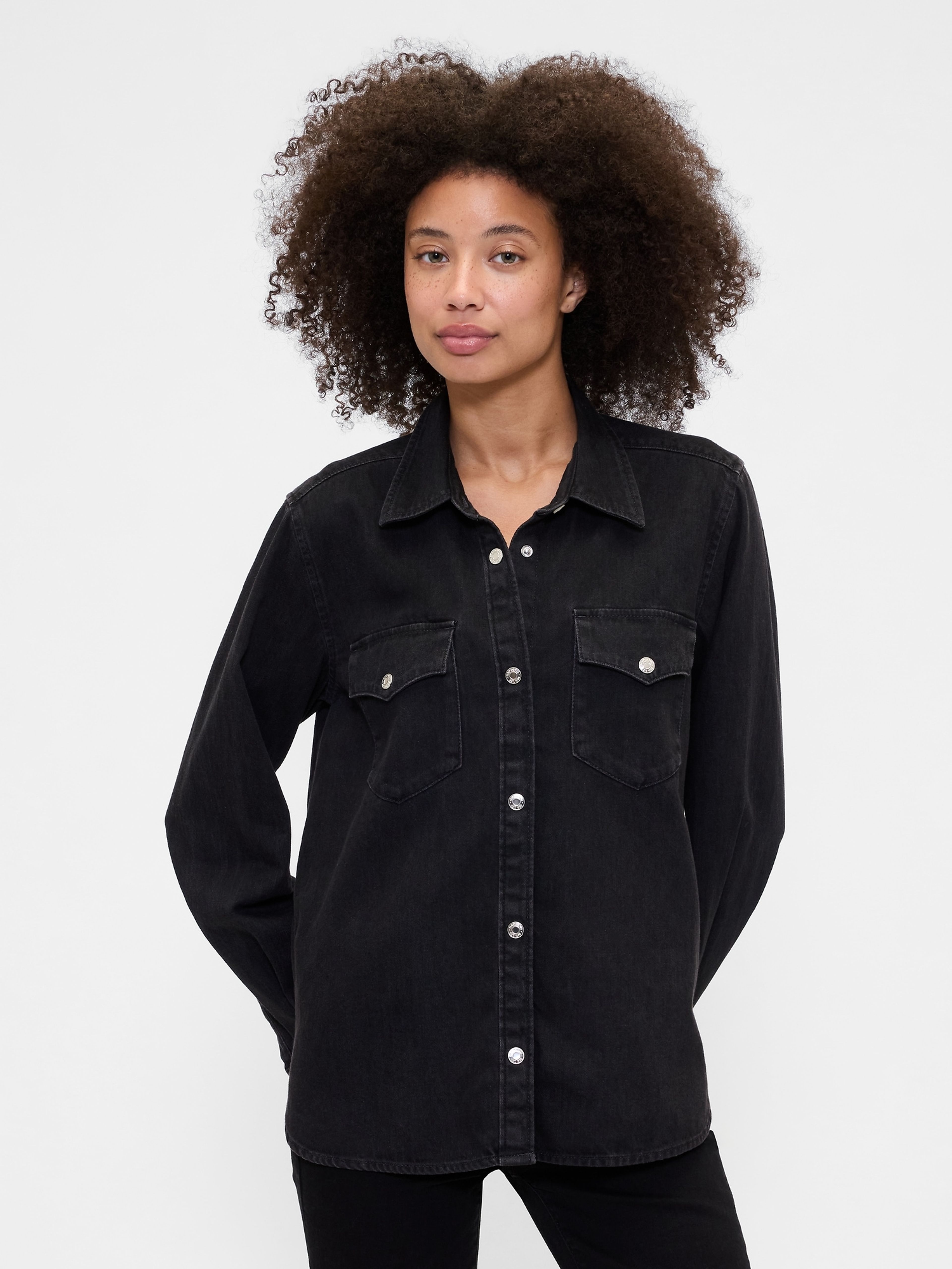Damen-Jeanshemd im Western-Stil