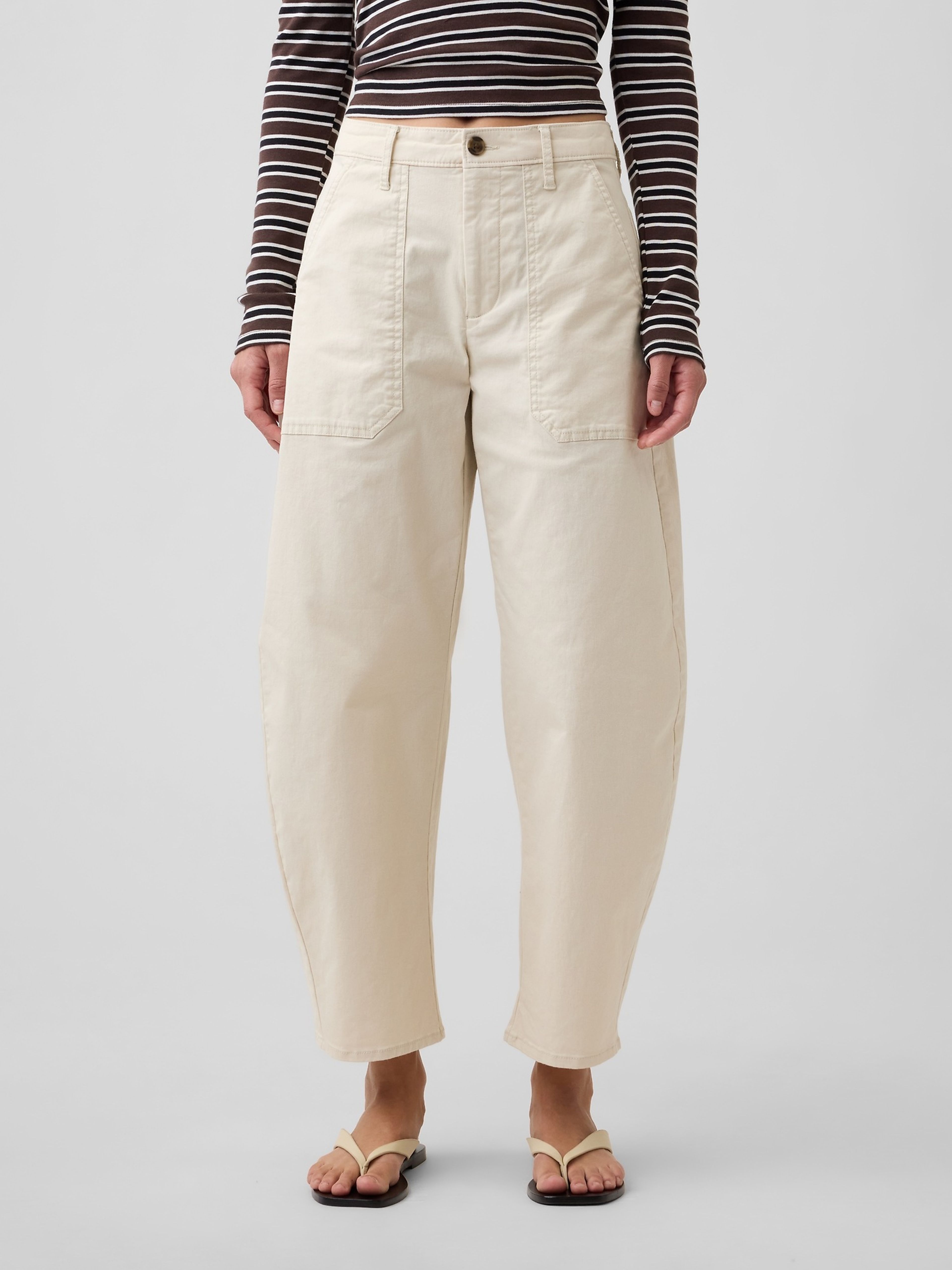 Mid Rise barrel khakibroek - 002
