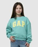 Kinder Oversize-Sweatshirt mit Logo-Grün - 001