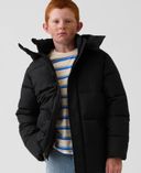 Dětská prošívaná parka s logem-Černá - 001
