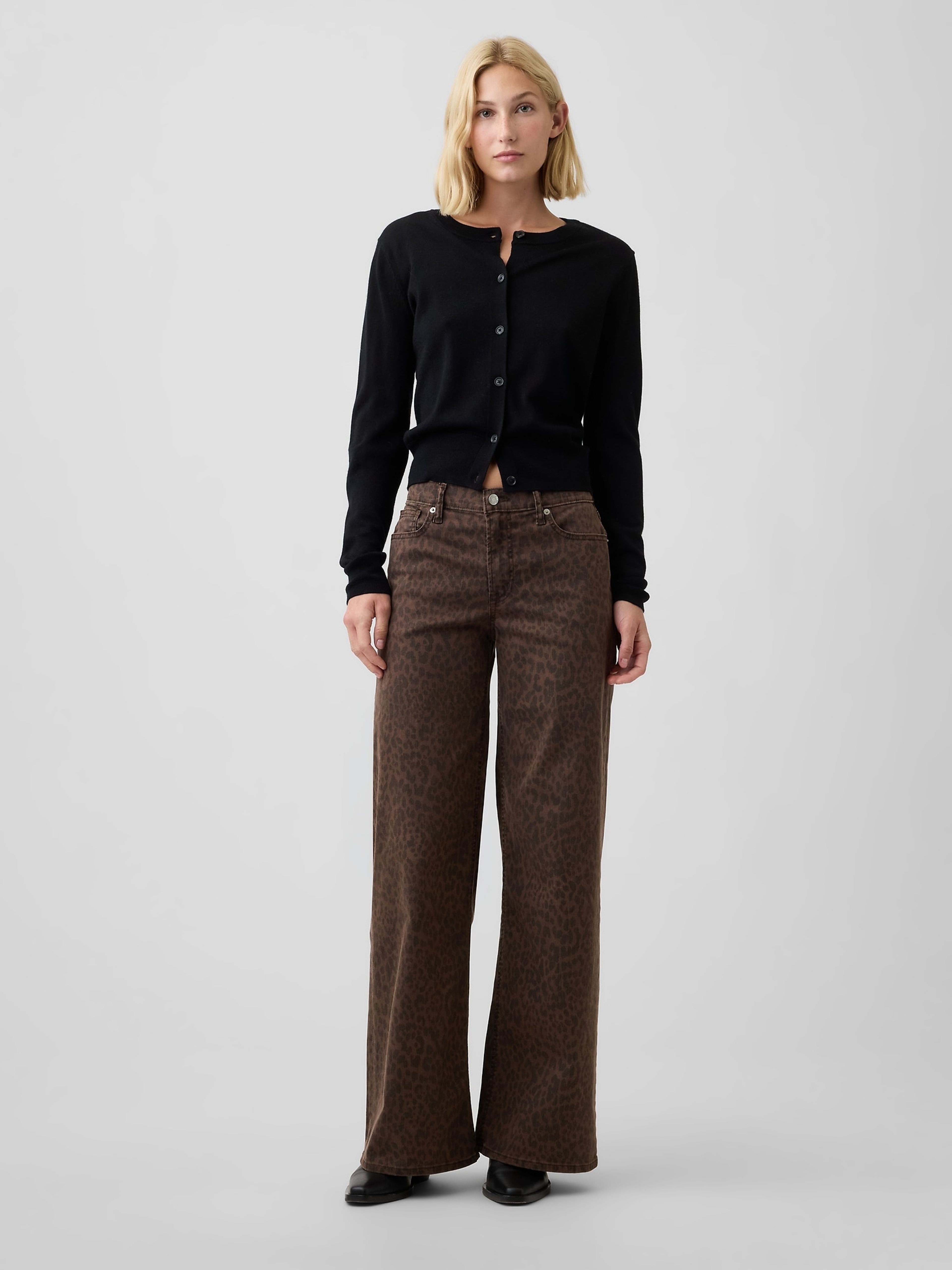 Džínsy Mid Rise Wide-Leg - 001