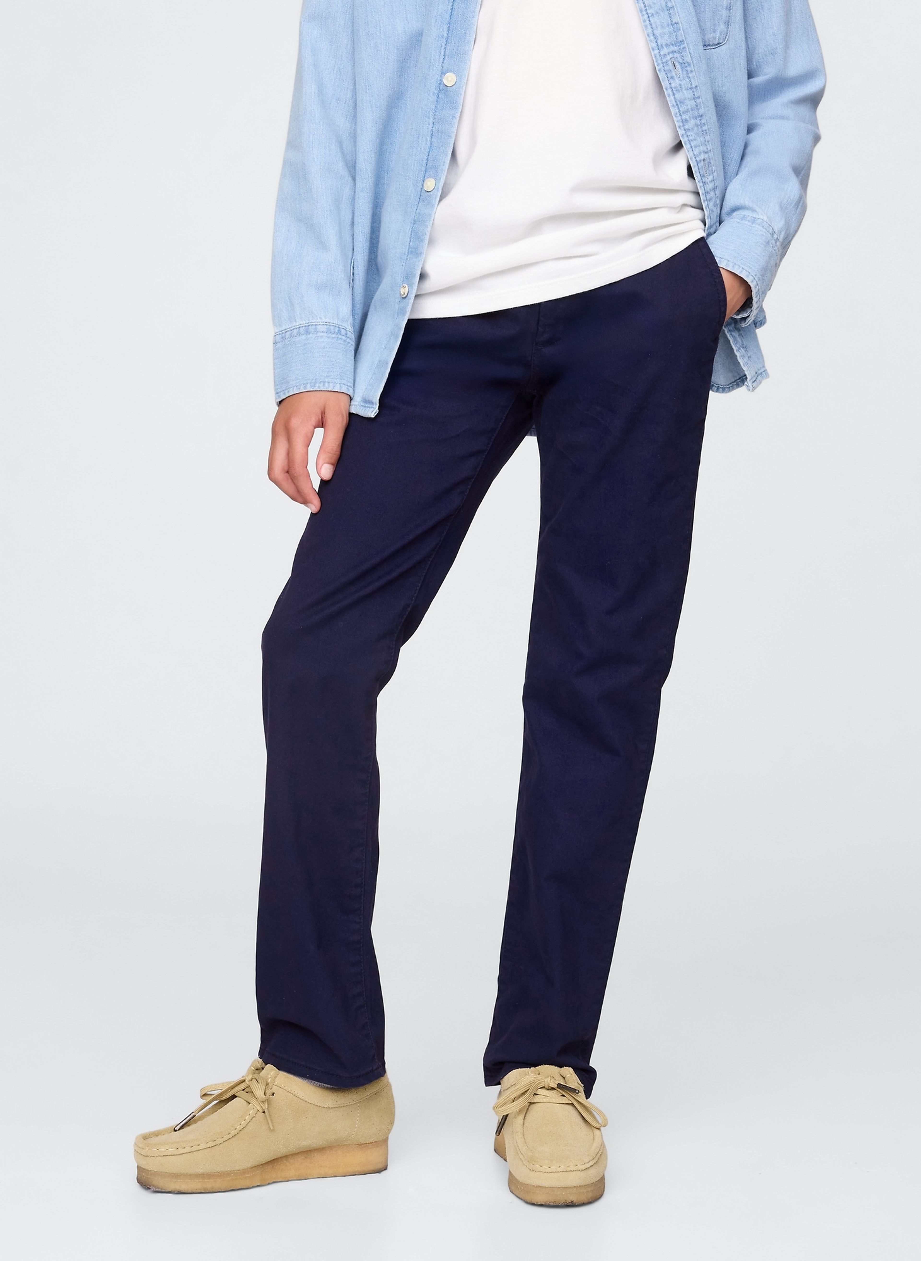 Dětské khaki kalhoty Straight Stretch - 002