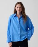 Oversize-Hemd aus Popeline mit Logo-Blau - 001