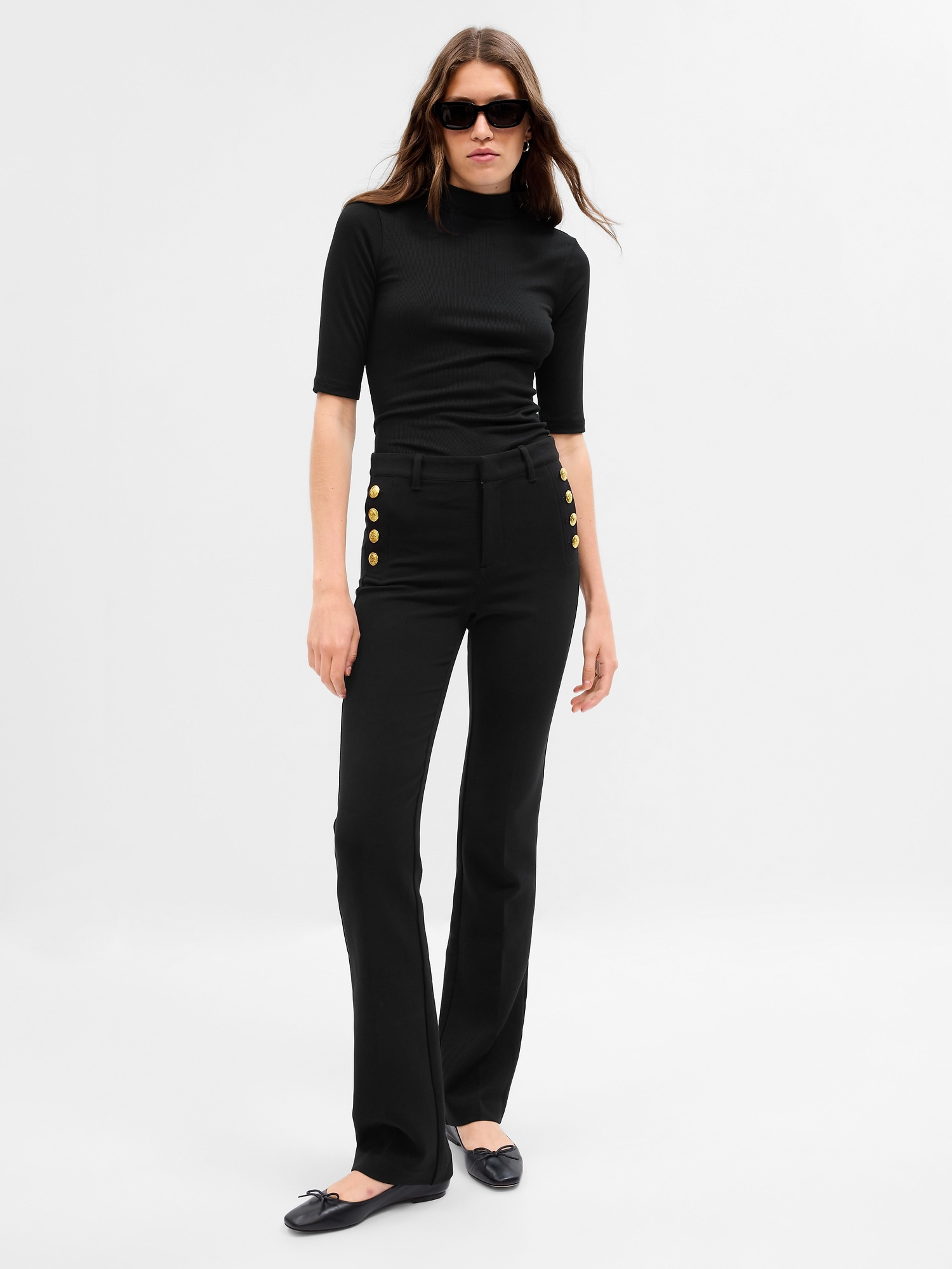 Pantaloni flare high rise