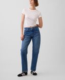 Jean Mid Rise Straight Taper-Bleu marine - 001