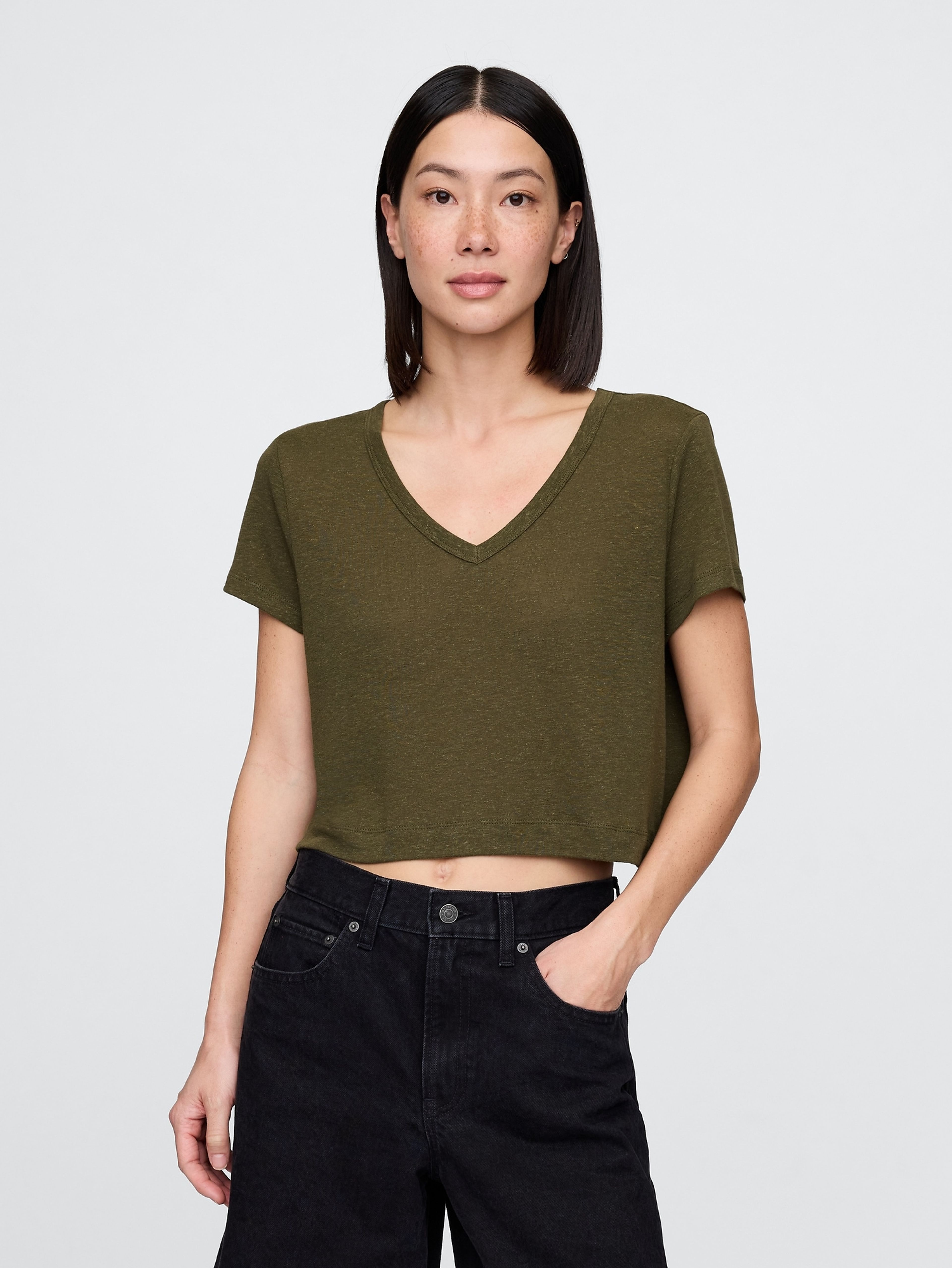 Crop top lniany