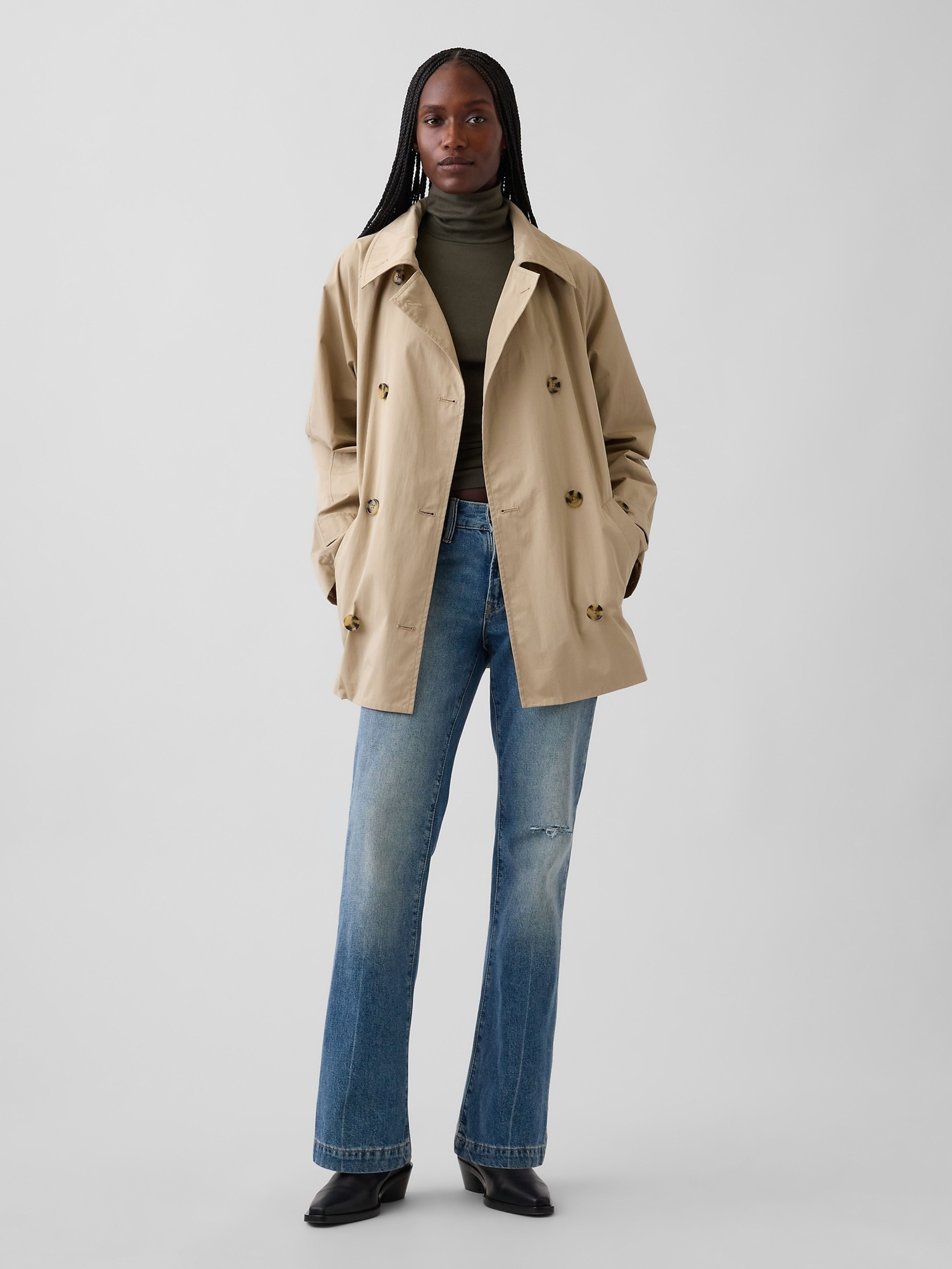 Midi trenchcoat met ceintuur - 001