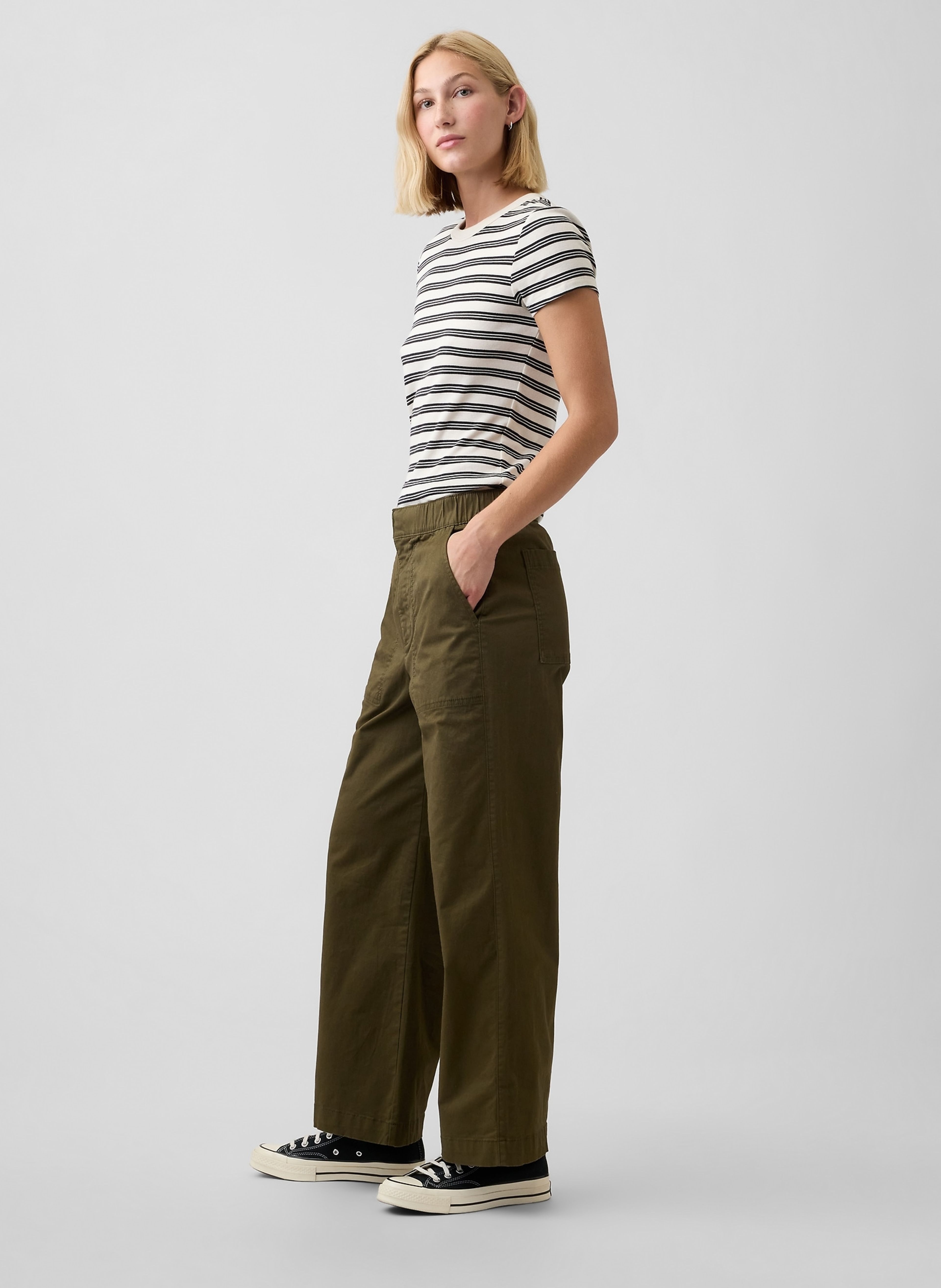 Mid Rise Wide-Leg Khakihose - 003